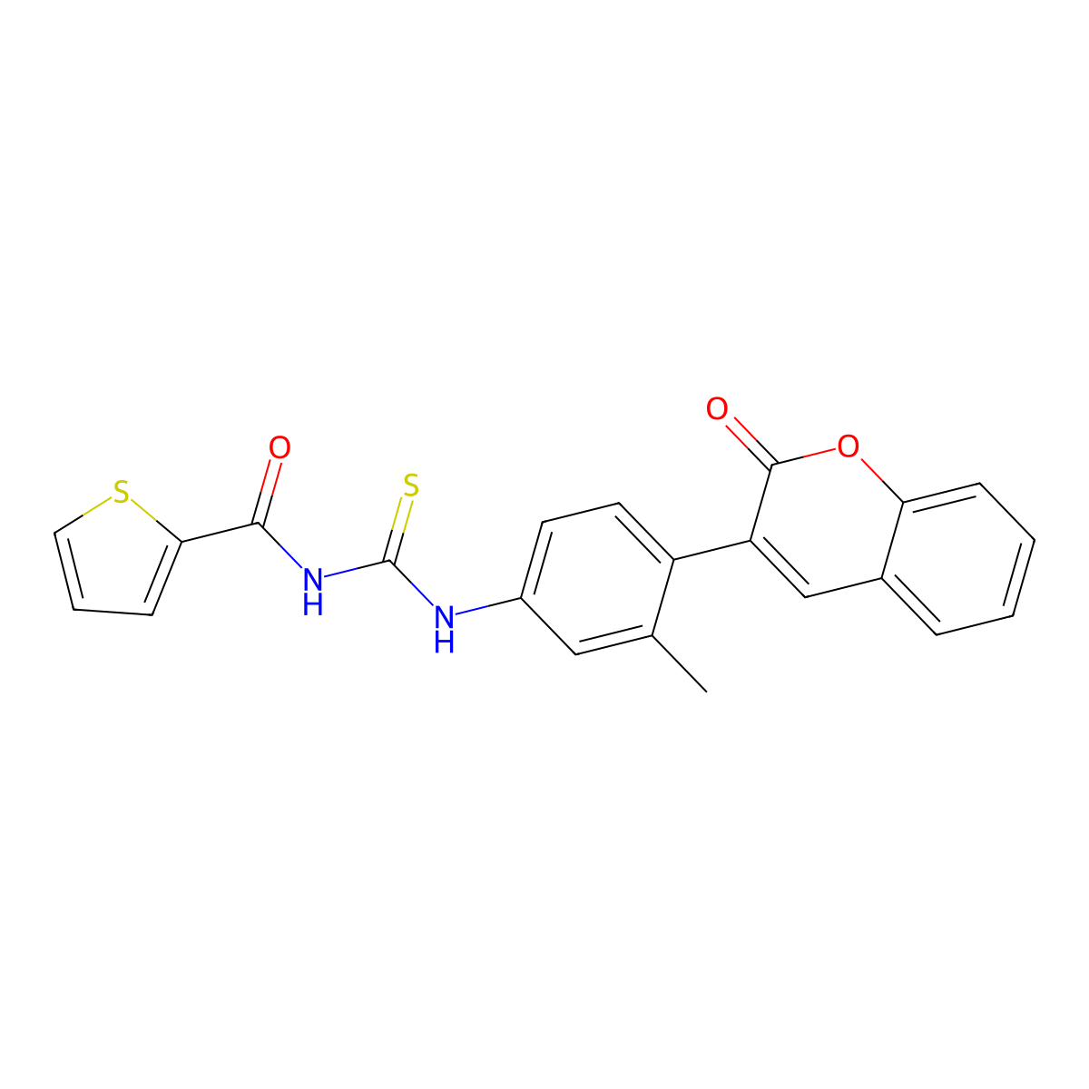 N-((3-methyl-4-(2-oxo-2H-chromen-3-yl)phenyl)carbamothioyl)thiophene-2-carboxamide molecular structure, CAS 347324-99-6
