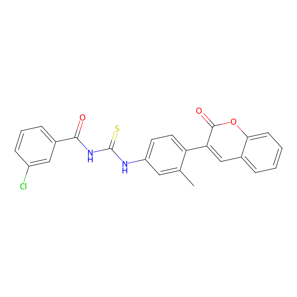 3-chloro-N-[[3-methyl-4-(2-oxochromen-3-yl)phenyl]carbamothioyl]benzamide molecular structure, CAS 347325-09-1