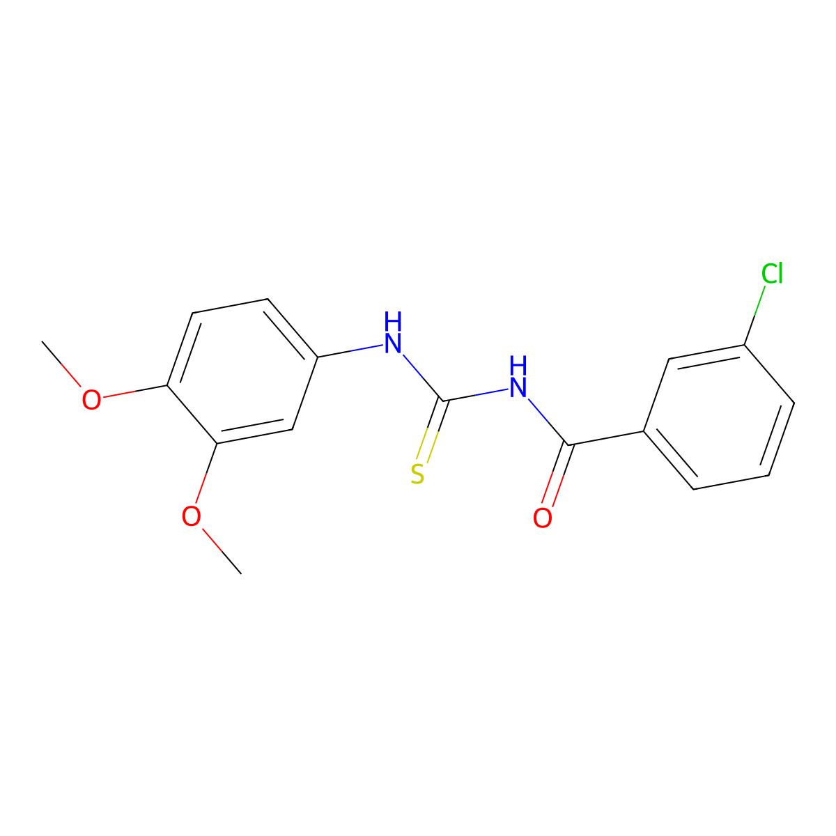 3-chloro-N-[(3,4-dimethoxyphenyl)carbamothioyl]benzamide molecular structure, CAS 347325-27-3