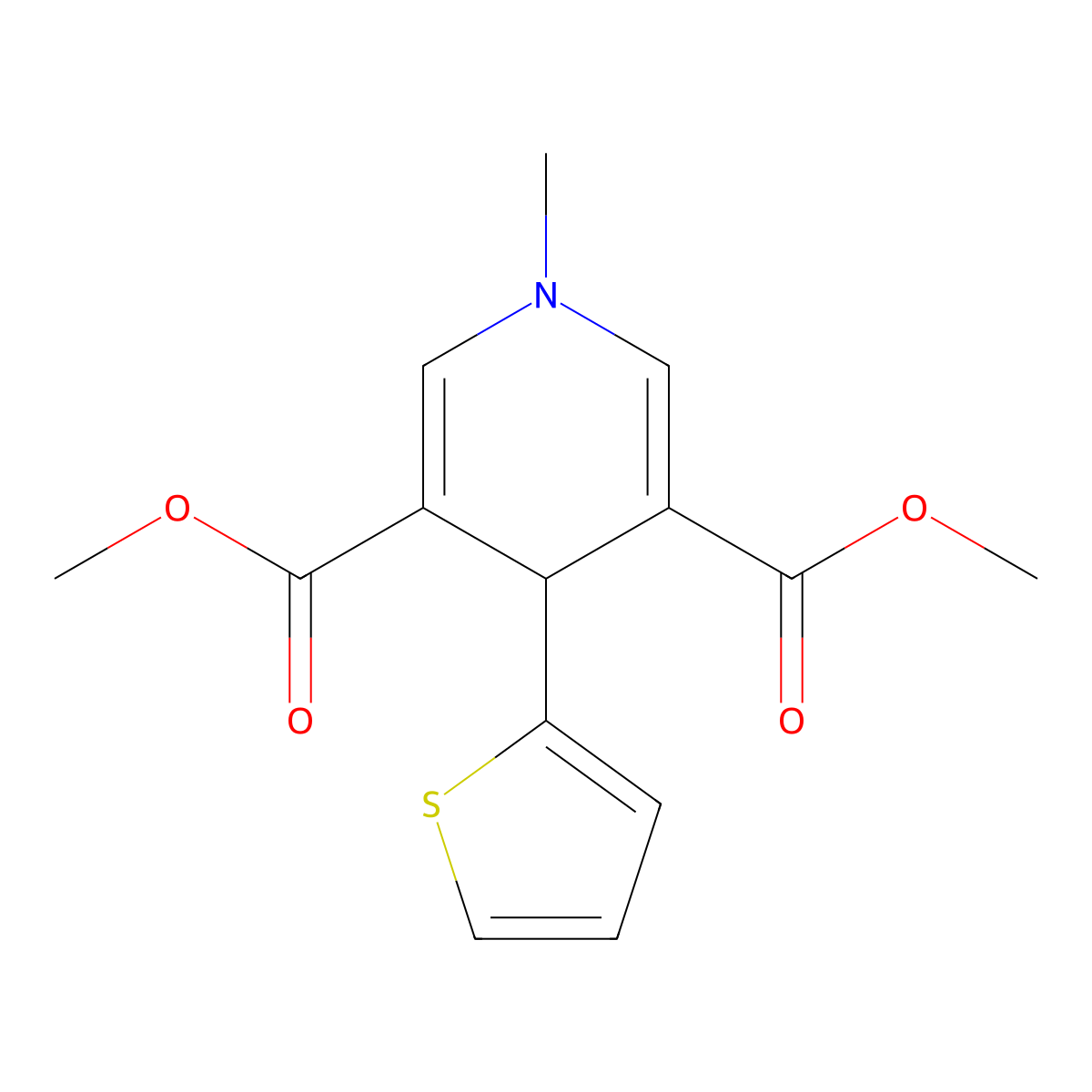 Dimethyl 1-methyl-4-(thiophen-2-yl)-1,4-dihydropyridine-3,5-dicarboxylate molecular structure, CAS 347325-31-9