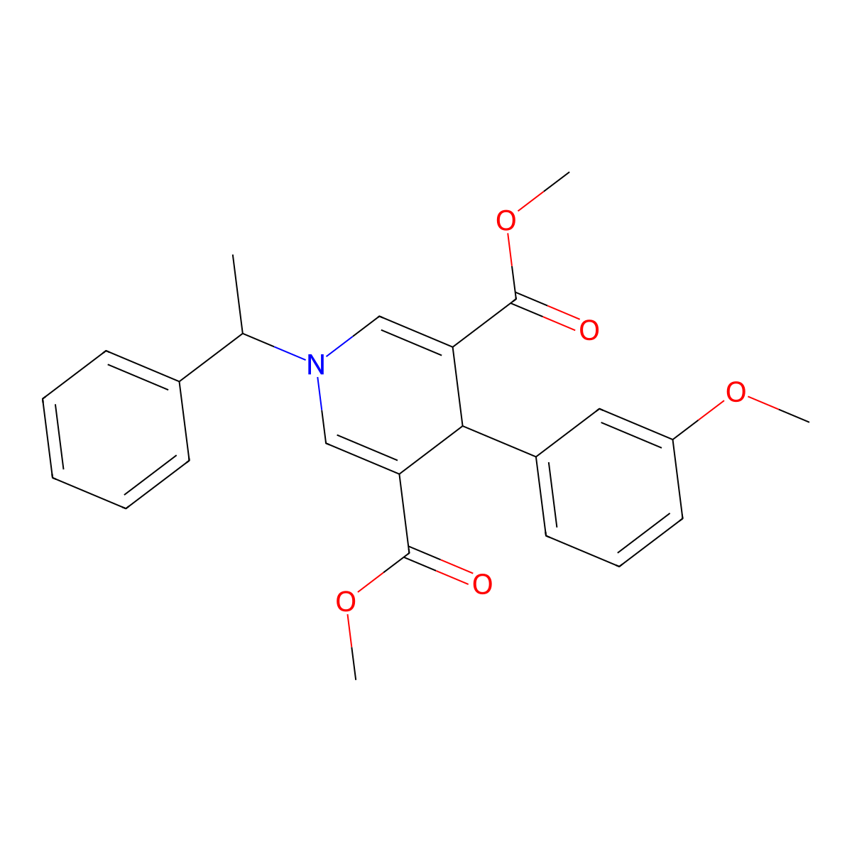 Dimethyl 4-(3-methoxyphenyl)-1-(1-phenylethyl)-1,4-dihydropyridine-3,5-dicarboxylate molecular structure, CAS 347325-54-6
