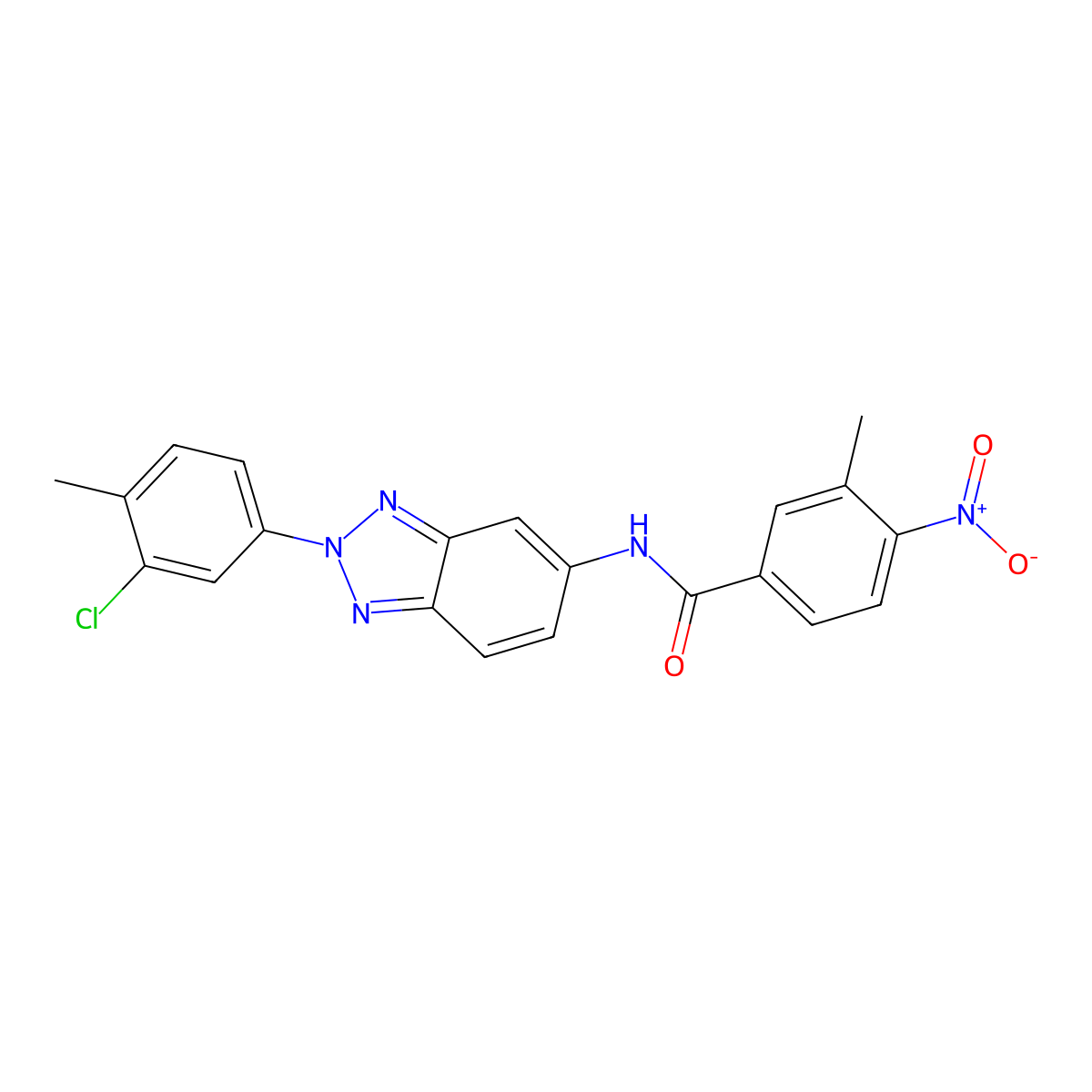 N-[2-(3-chloro-4-methylphenyl)benzotriazol-5-yl]-3-methyl-4-nitrobenzamide molecular structure, CAS 347325-66-0