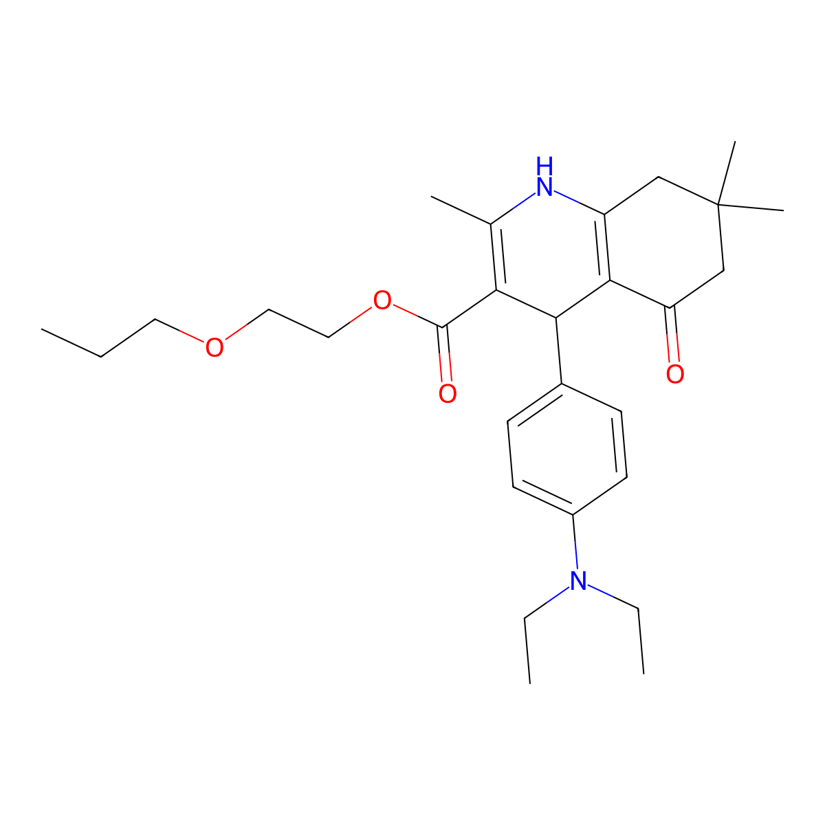2-Propoxyethyl 4-[4-(diethylamino)phenyl]-2,7,7-trimethyl-5-oxo-1,4,5,6,7,8-hexahydroquinoline-3-carboxylate molecular structure, CAS 347325-88-6