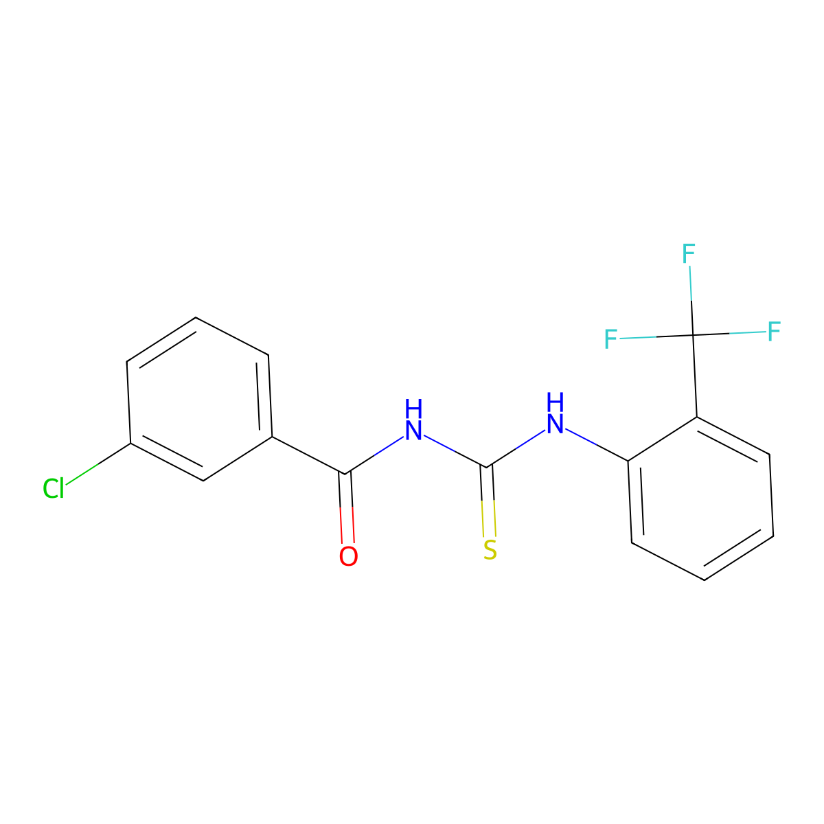 3-chloro-N-[[2-(trifluoromethyl)phenyl]carbamothioyl]benzamide molecular structure, CAS 347326-26-5