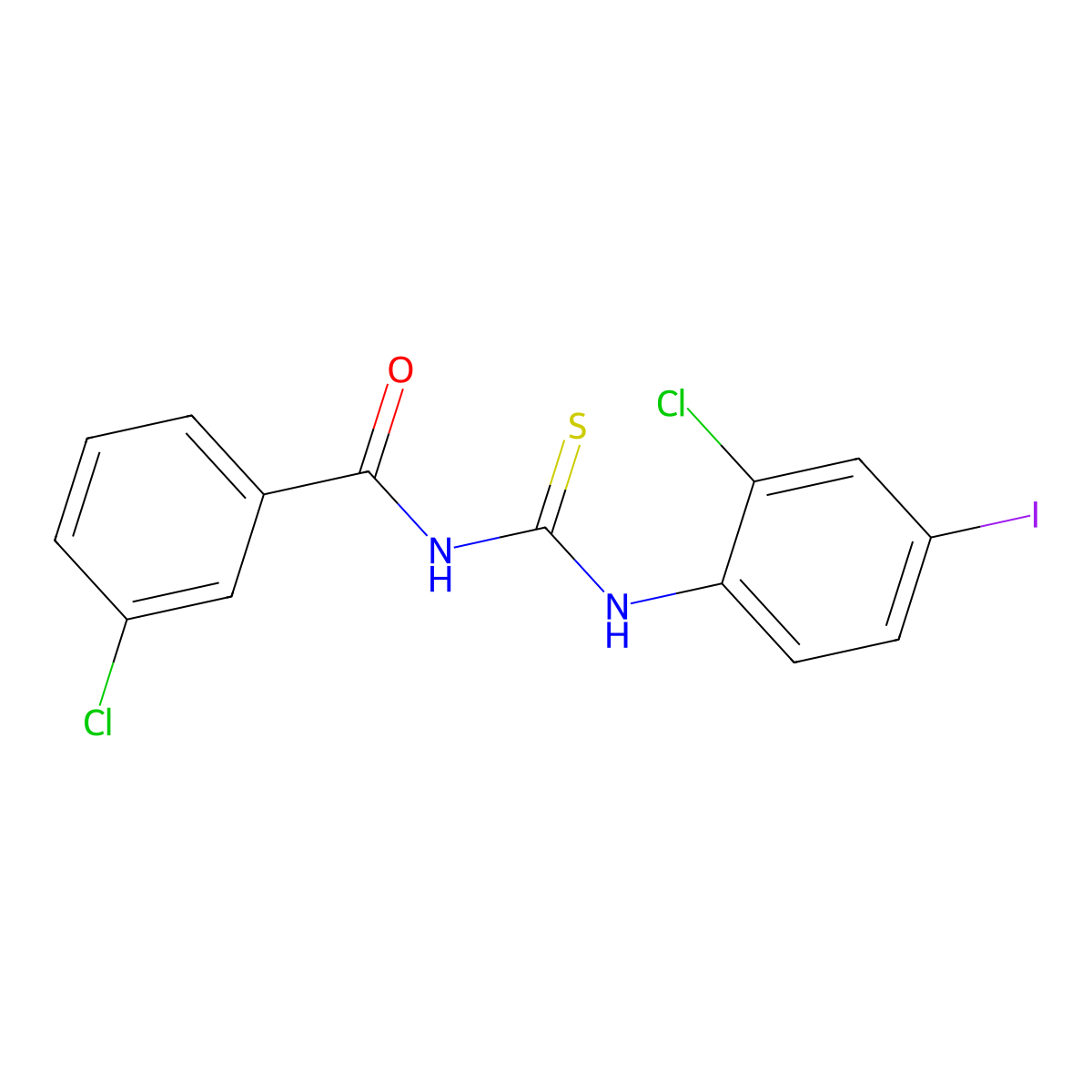 3-chloro-N-[(2-chloro-4-iodophenyl)carbamothioyl]benzamide molecular structure, CAS 347326-54-9