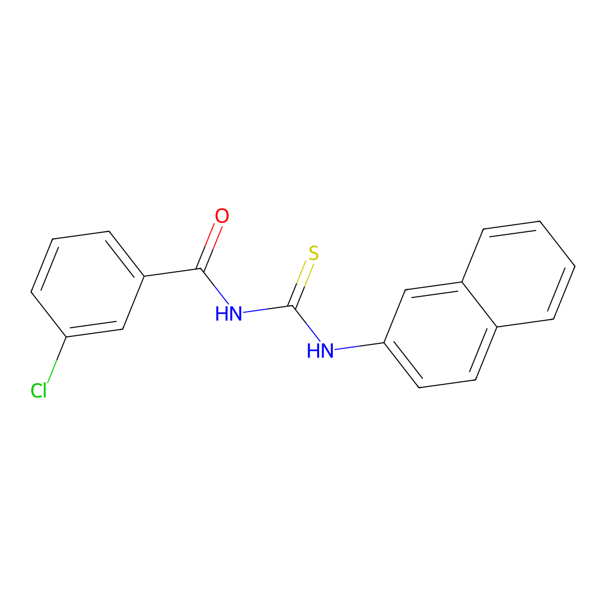 3-chloro-N-(naphthalen-2-ylcarbamothioyl)benzamide molecular structure, CAS 347326-81-2
