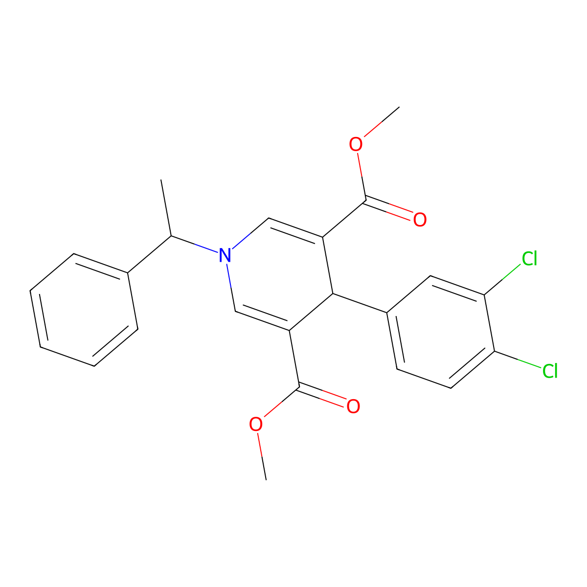 Dimethyl 4-(3,4-dichlorophenyl)-1-(1-phenylethyl)-1,4-dihydropyridine-3,5-dicarboxylate molecular structure, CAS 347327-15-5