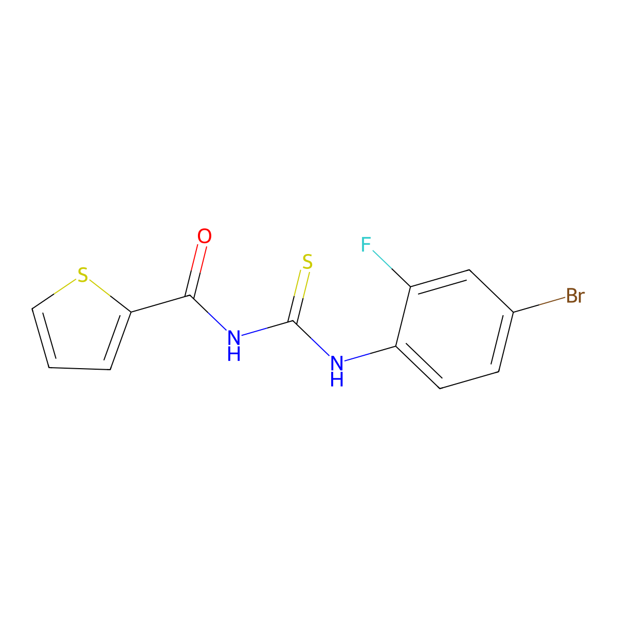 N-[(4-bromo-2-fluorophenyl)carbamothioyl]thiophene-2-carboxamide molecular structure, CAS 347327-20-2