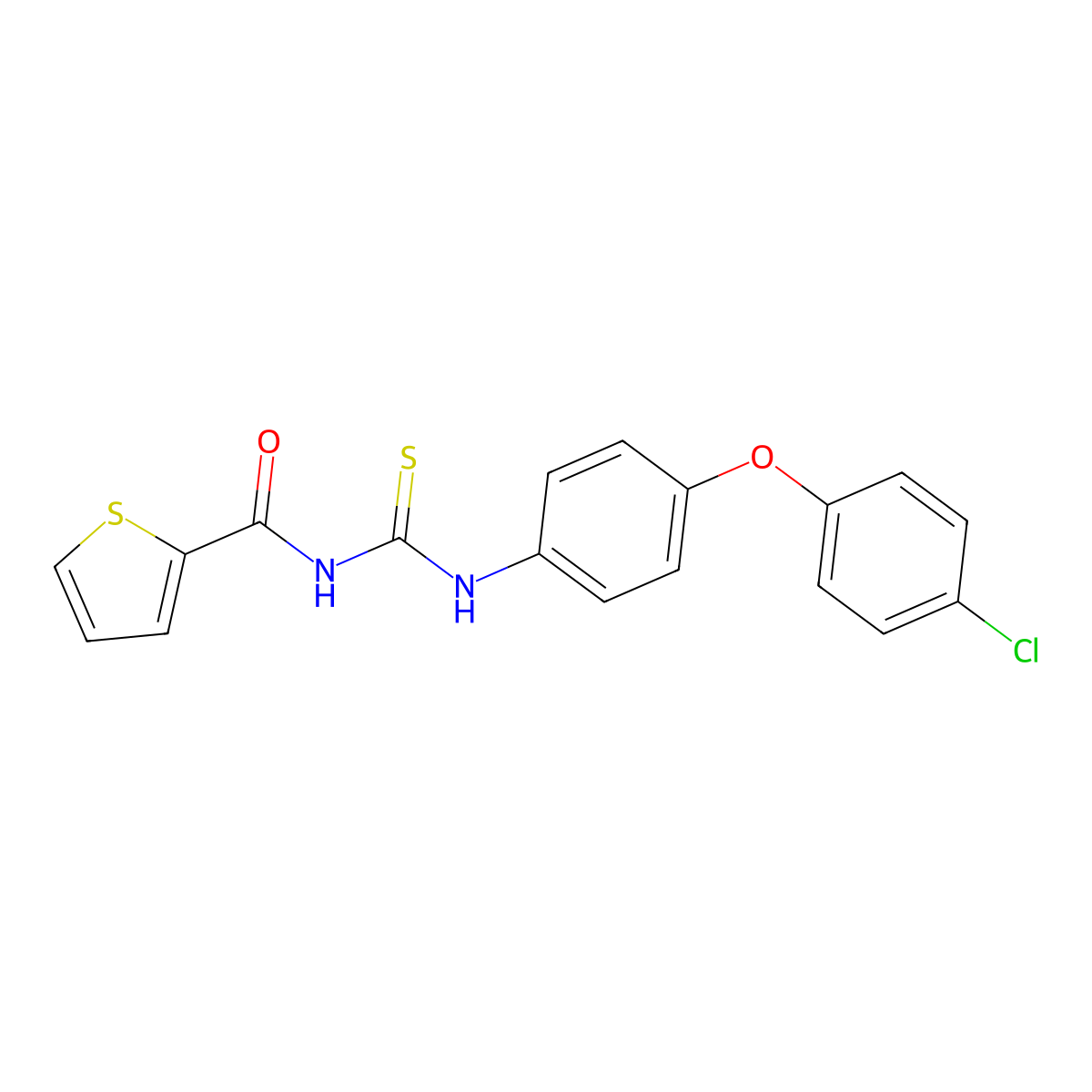 N-[[4-(4-chlorophenoxy)phenyl]carbamothioyl]thiophene-2-carboxamide molecular structure, CAS 347327-48-4