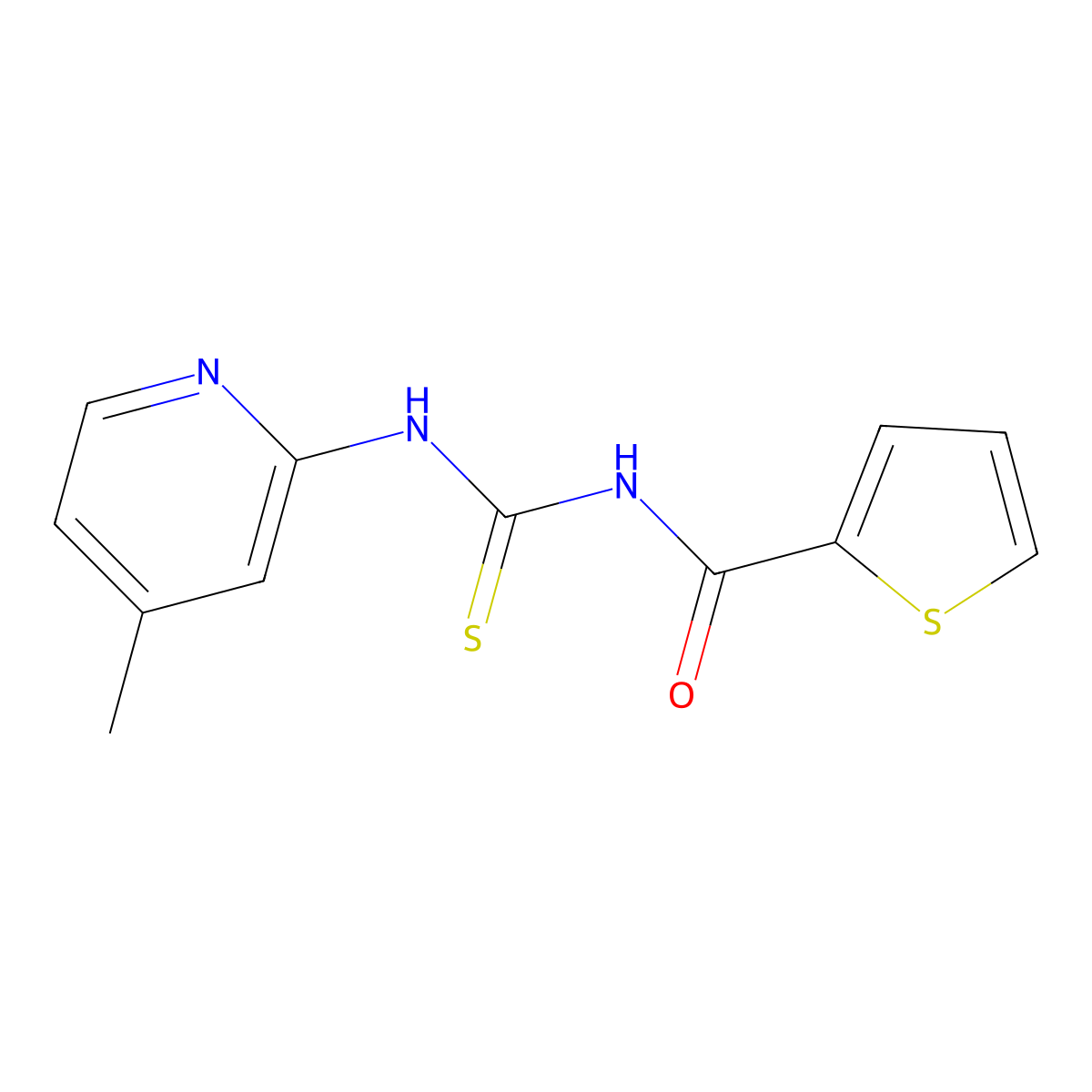 N-[(4-methylpyridin-2-yl)carbamothioyl]thiophene-2-carboxamide molecular structure, CAS 347327-53-1