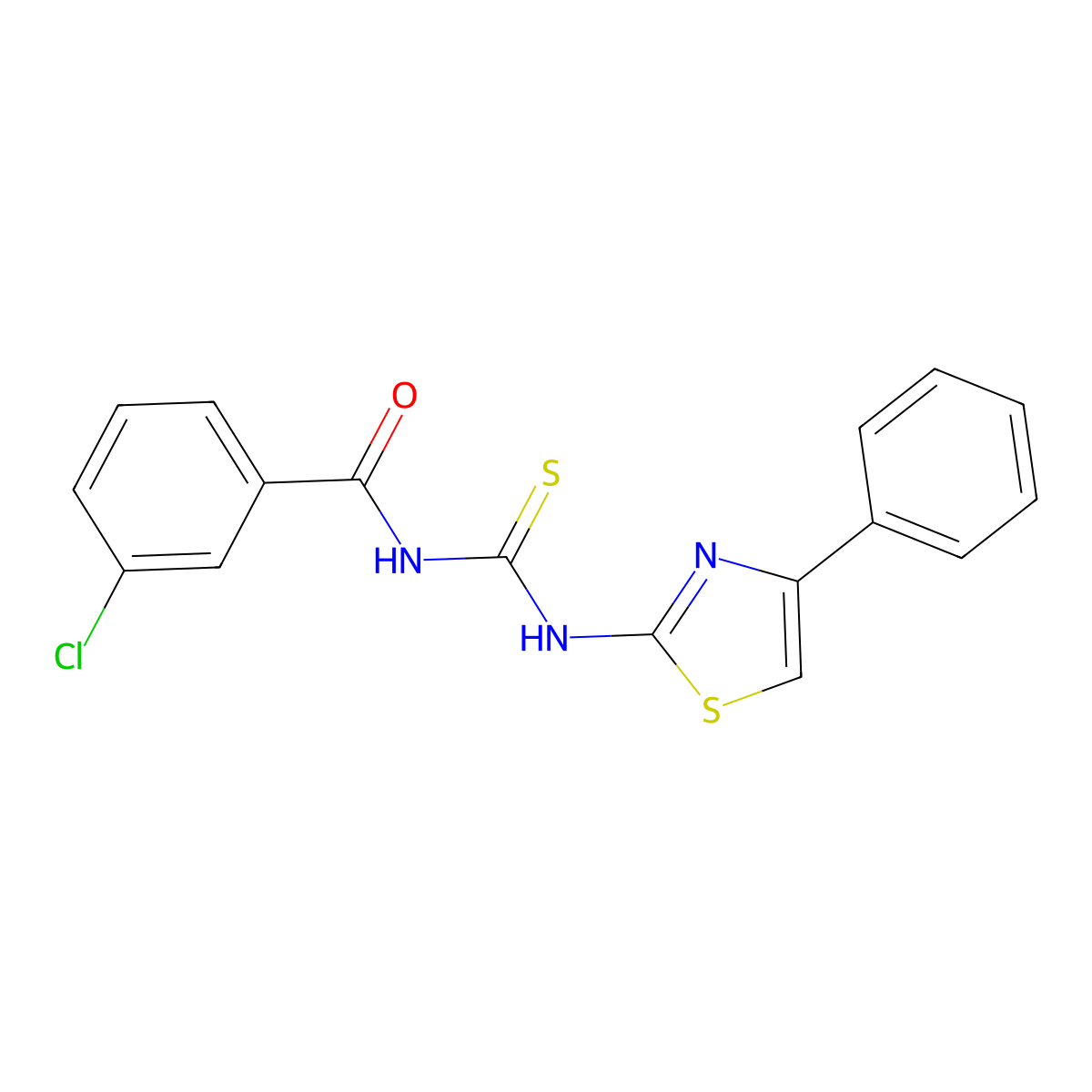 3-chloro-N-[(4-phenyl-1,3-thiazol-2-yl)carbamothioyl]benzamide molecular structure, CAS 347328-25-0