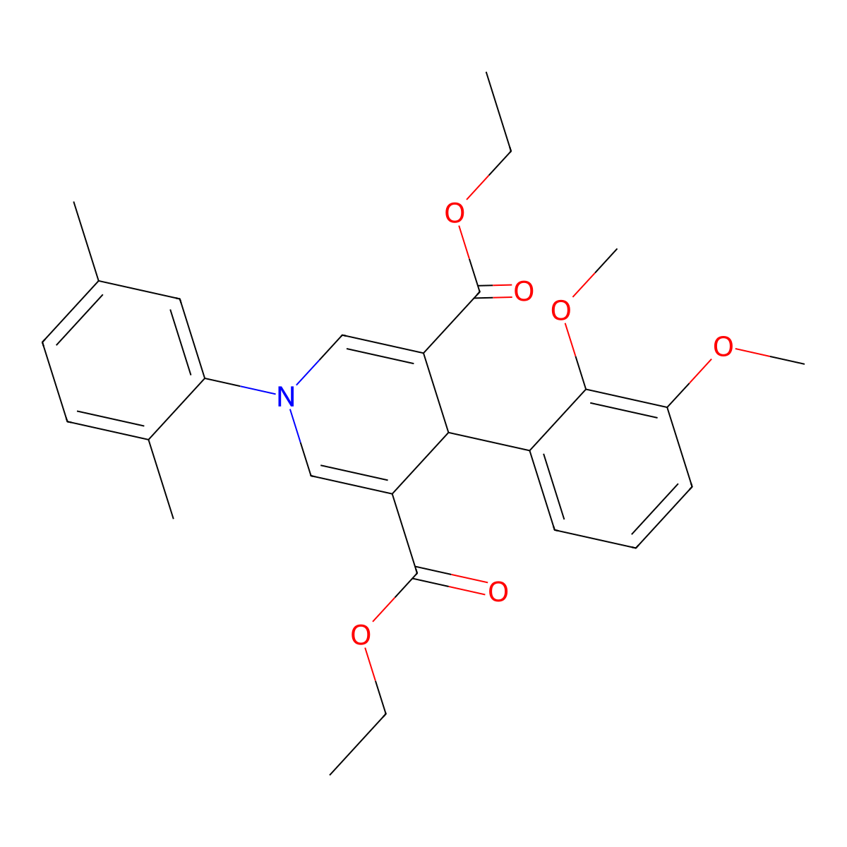 Diethyl 4-(2,3-dimethoxyphenyl)-1-(2,5-dimethylphenyl)-1,4-dihydropyridine-3,5-dicarboxylate molecular structure, CAS 347328-28-3