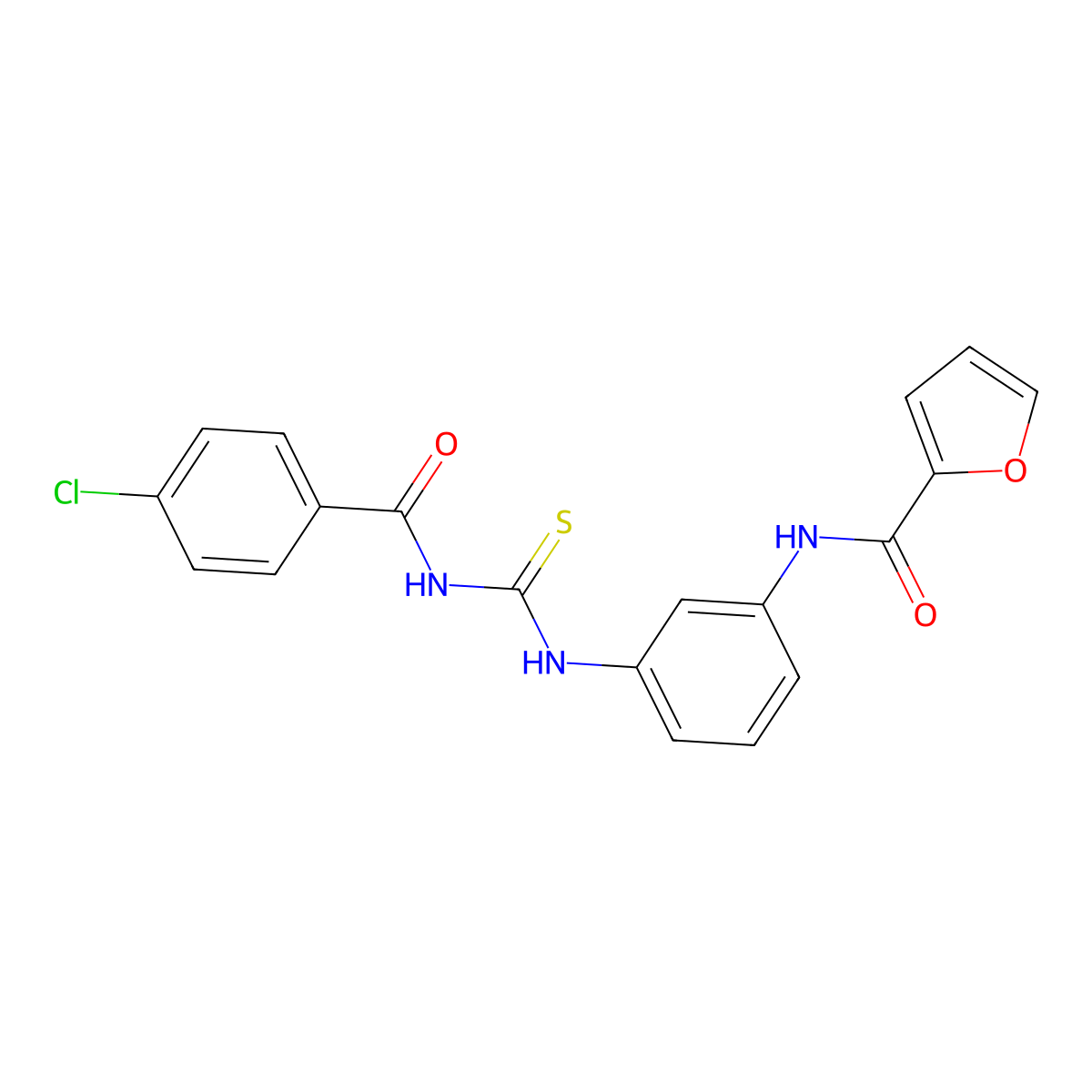 N-[3-[(4-chlorobenzoyl)carbamothioylamino]phenyl]furan-2-carboxamide molecular structure, CAS 347328-31-8