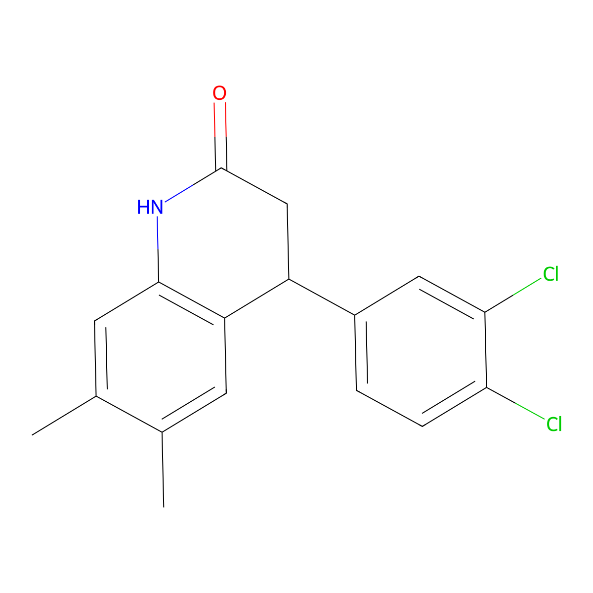 4-(3,4-dichlorophenyl)-6,7-dimethyl-3,4-dihydroquinolin-2(1H)-one molecular structure, CAS 347328-34-1
