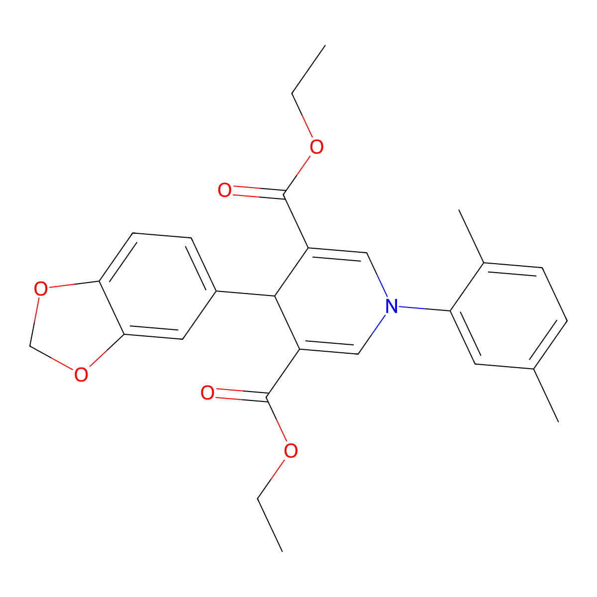 diethyl 4-(1,3-benzodioxol-5-yl)-1-(2,5-dimethylphenyl)-4H-pyridine-3,5-dicarboxylate molecular structure, CAS 347328-56-7