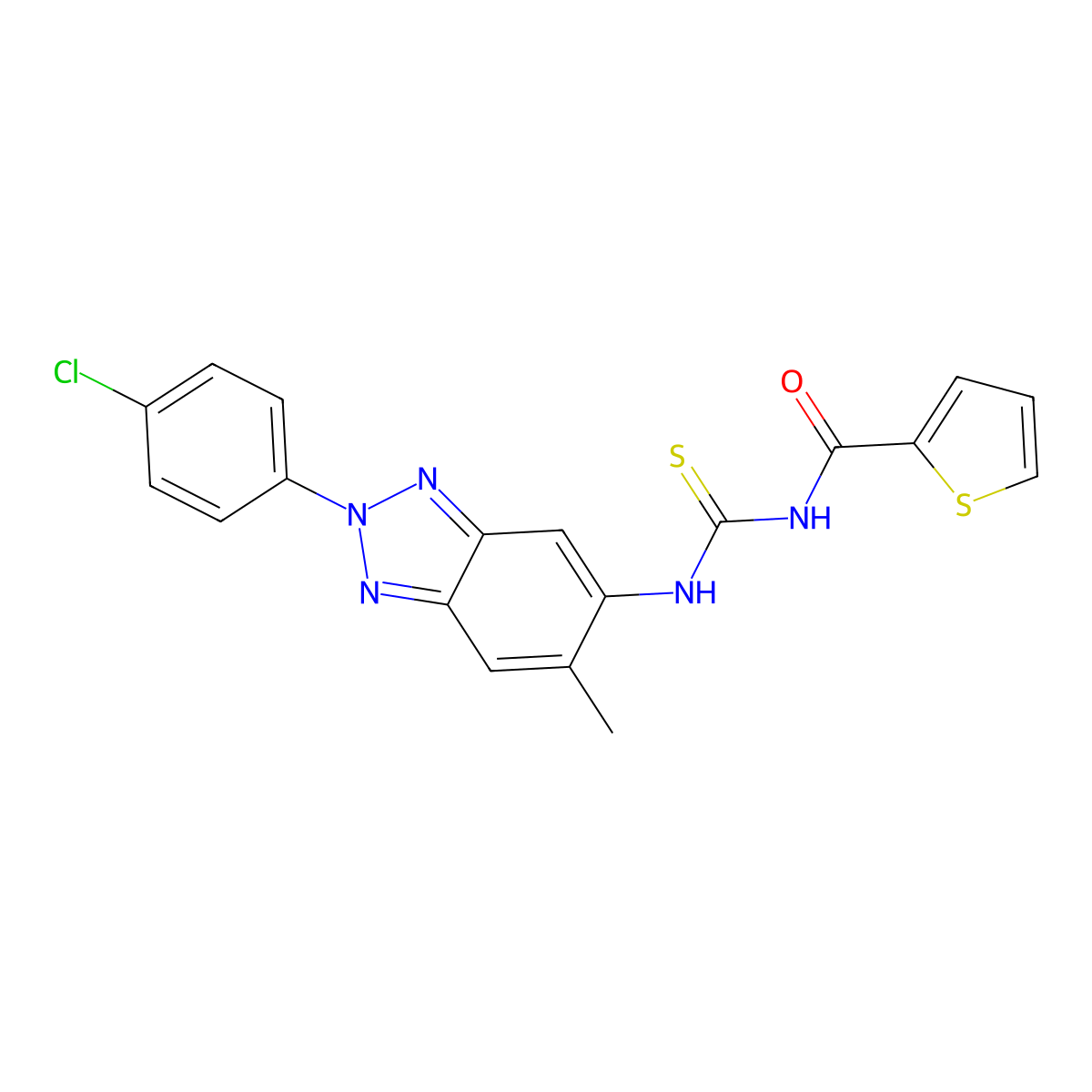 N-[[2-(4-chlorophenyl)-6-methylbenzotriazol-5-yl]carbamothioyl]thiophene-2-carboxamide molecular structure, CAS 347328-80-7