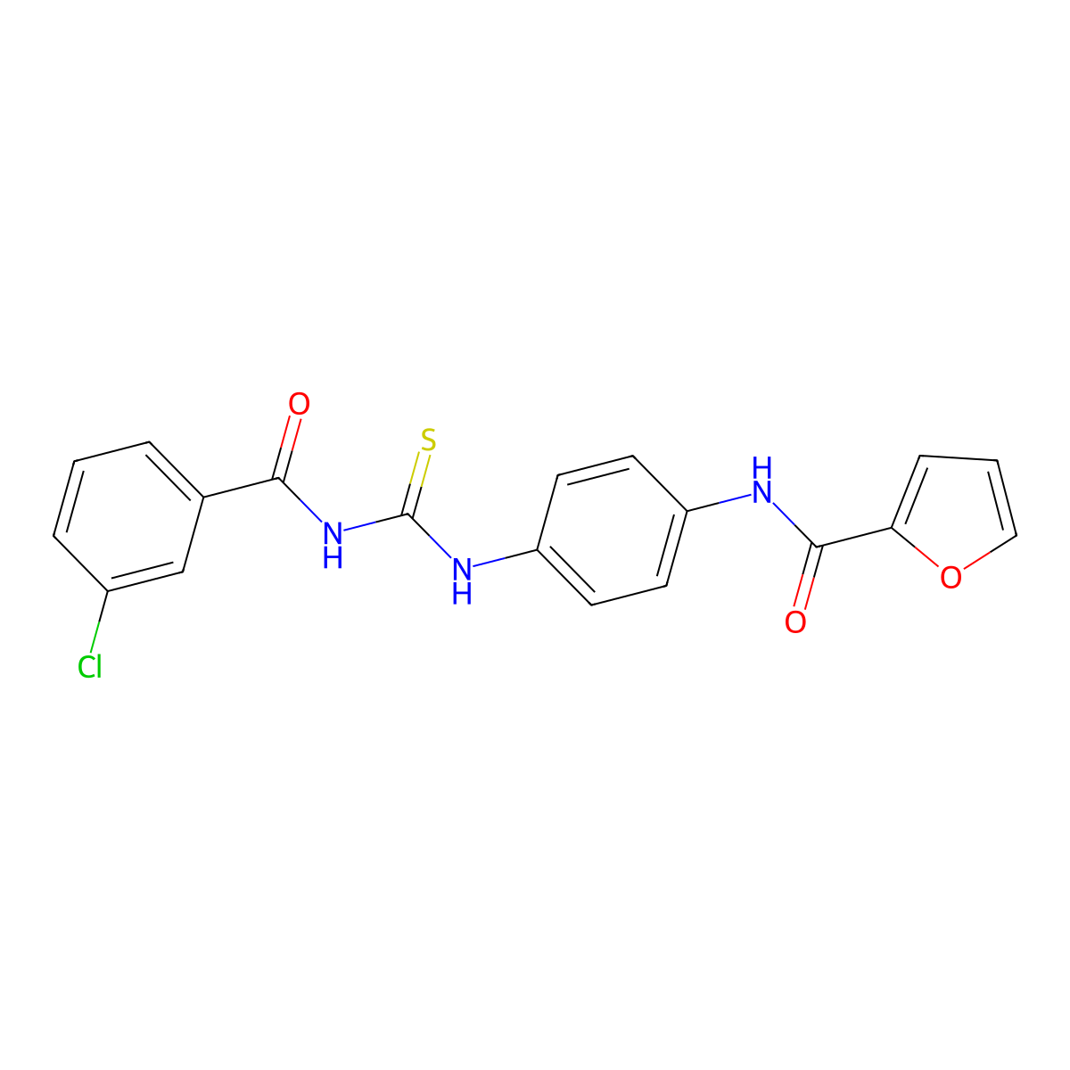 N-[4-[(3-chlorobenzoyl)carbamothioylamino]phenyl]furan-2-carboxamide molecular structure, CAS 347328-86-3