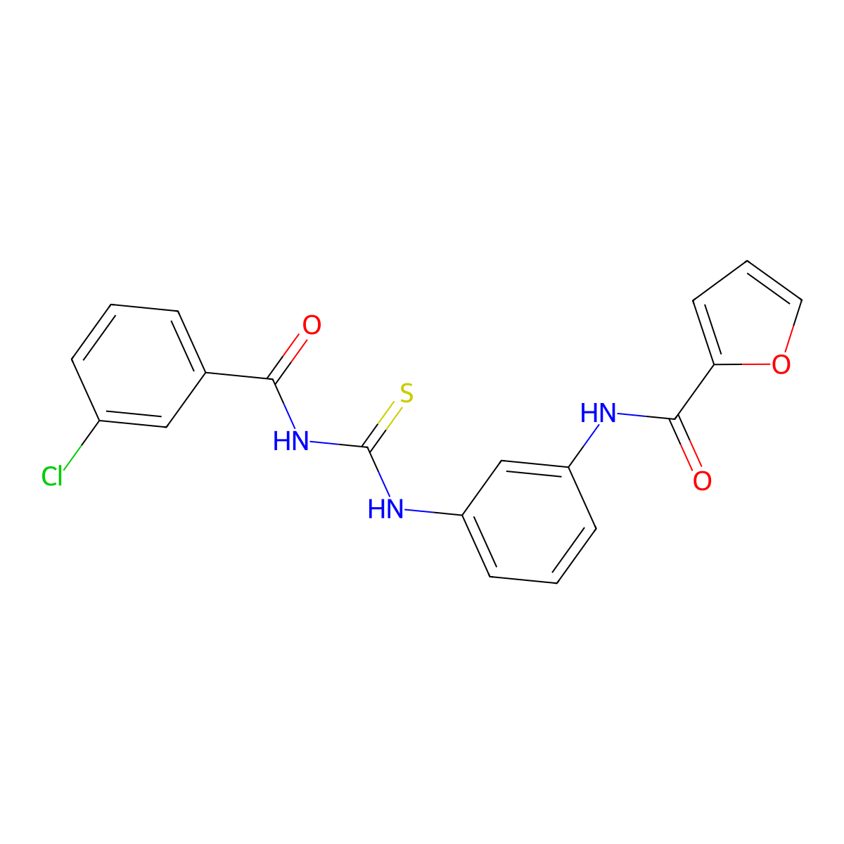 N-[3-[(3-chlorobenzoyl)carbamothioylamino]phenyl]furan-2-carboxamide molecular structure, CAS 347329-09-3