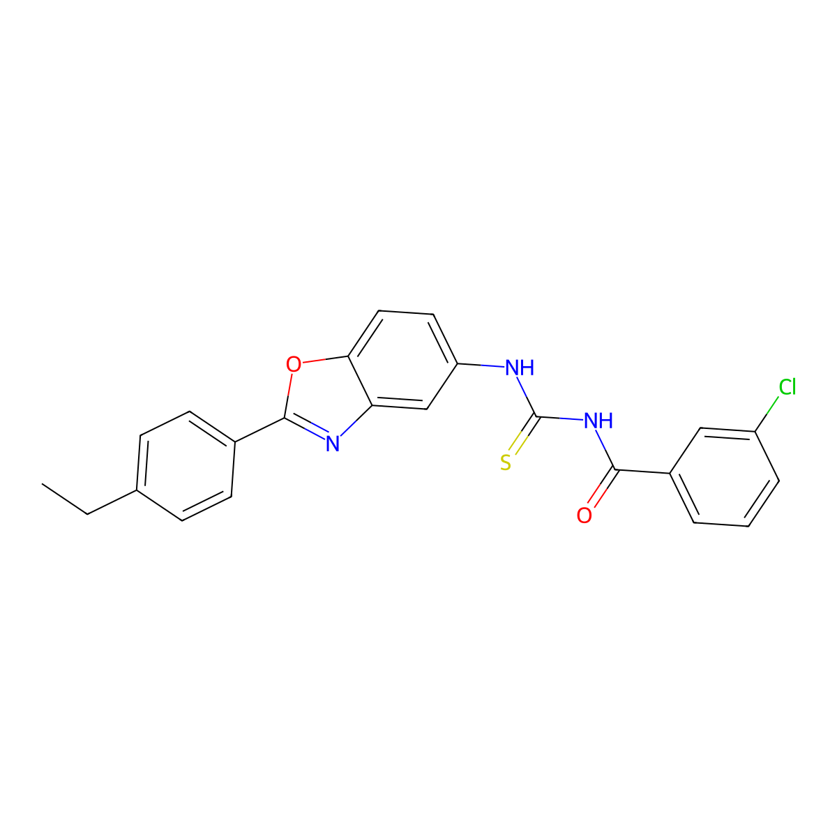 3-chloro-N-[[2-(4-ethylphenyl)-1,3-benzoxazol-5-yl]carbamothioyl]benzamide molecular structure, CAS 347329-33-3
