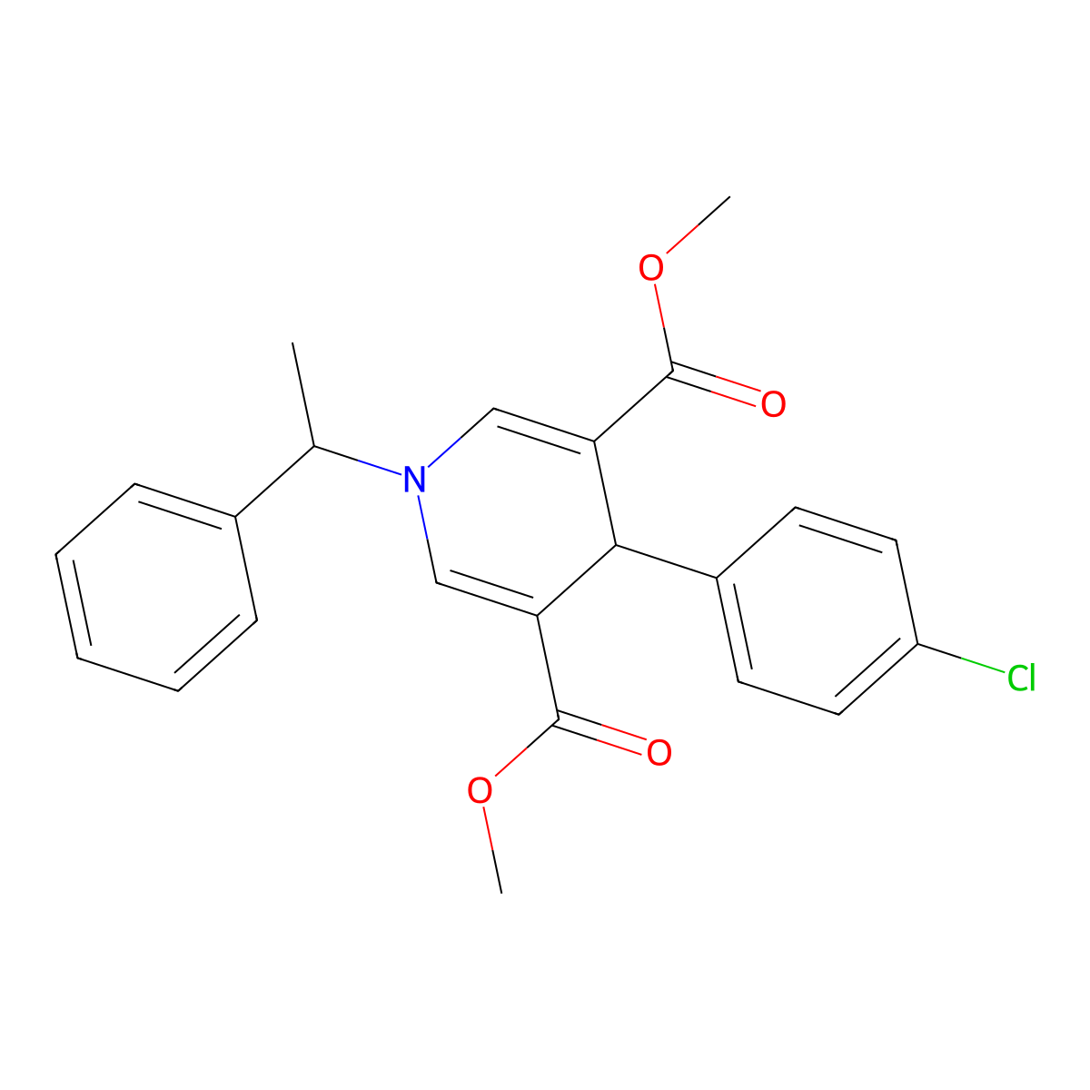 Dimethyl 4-(4-chlorophenyl)-1-(1-phenylethyl)-1,4-dihydropyridine-3,5-dicarboxylate molecular structure, CAS 347329-96-8