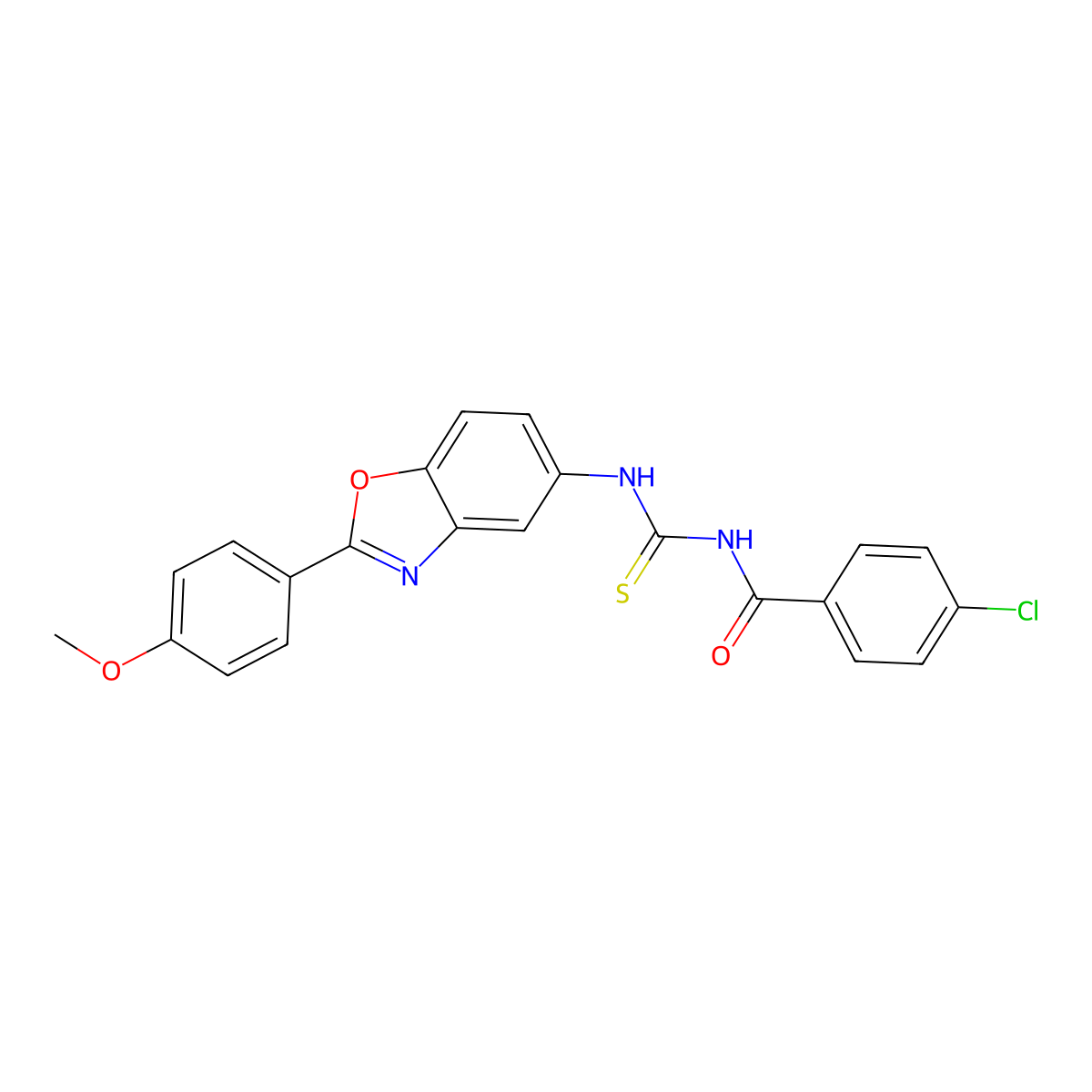 4-chloro-N-[[2-(4-methoxyphenyl)-1,3-benzoxazol-5-yl]carbamothioyl]benzamide molecular structure, CAS 347330-01-2