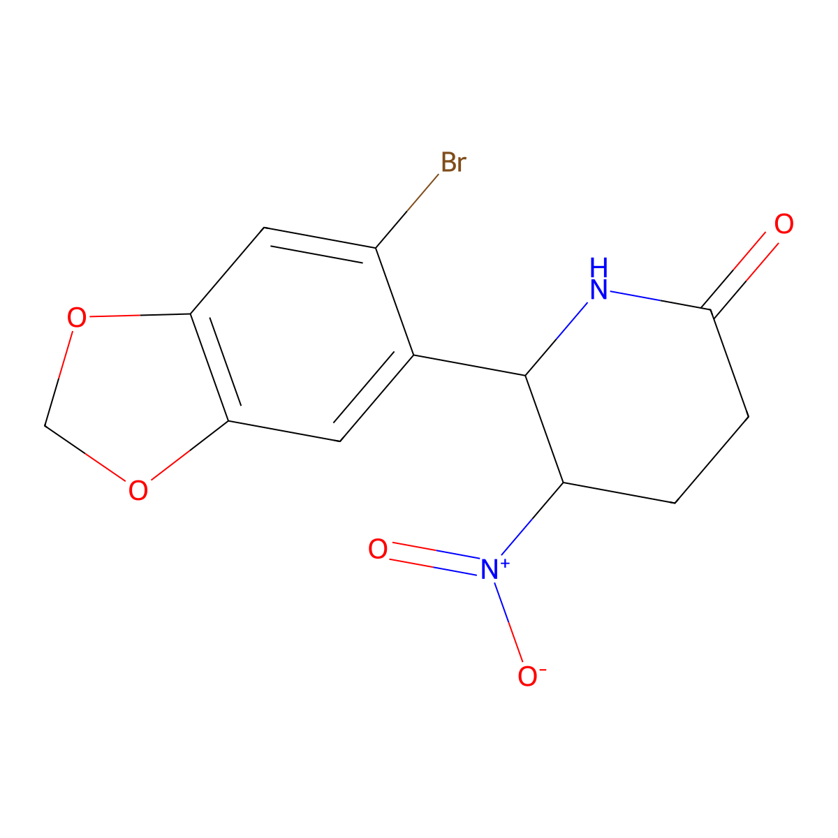 6-(6-Bromo-1,3-benzodioxol-5-yl)-5-nitropiperidin-2-one molecular structure, CAS 347330-02-3