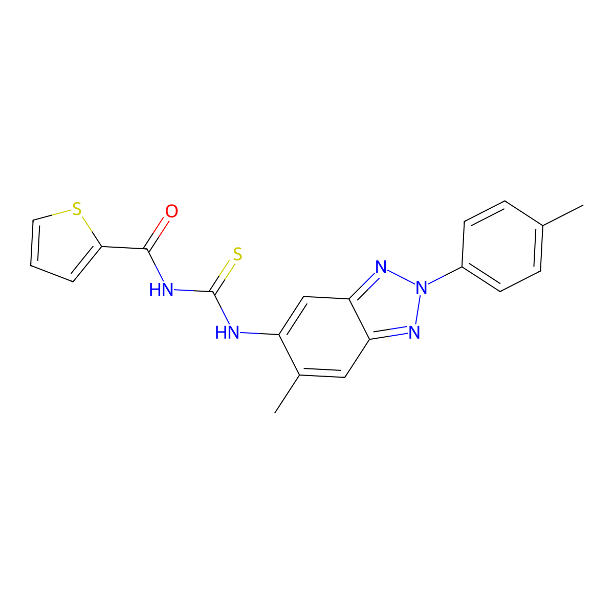 N-[[6-methyl-2-(4-methylphenyl)benzotriazol-5-yl]carbamothioyl]thiophene-2-carboxamide molecular structure, CAS 347330-07-8
