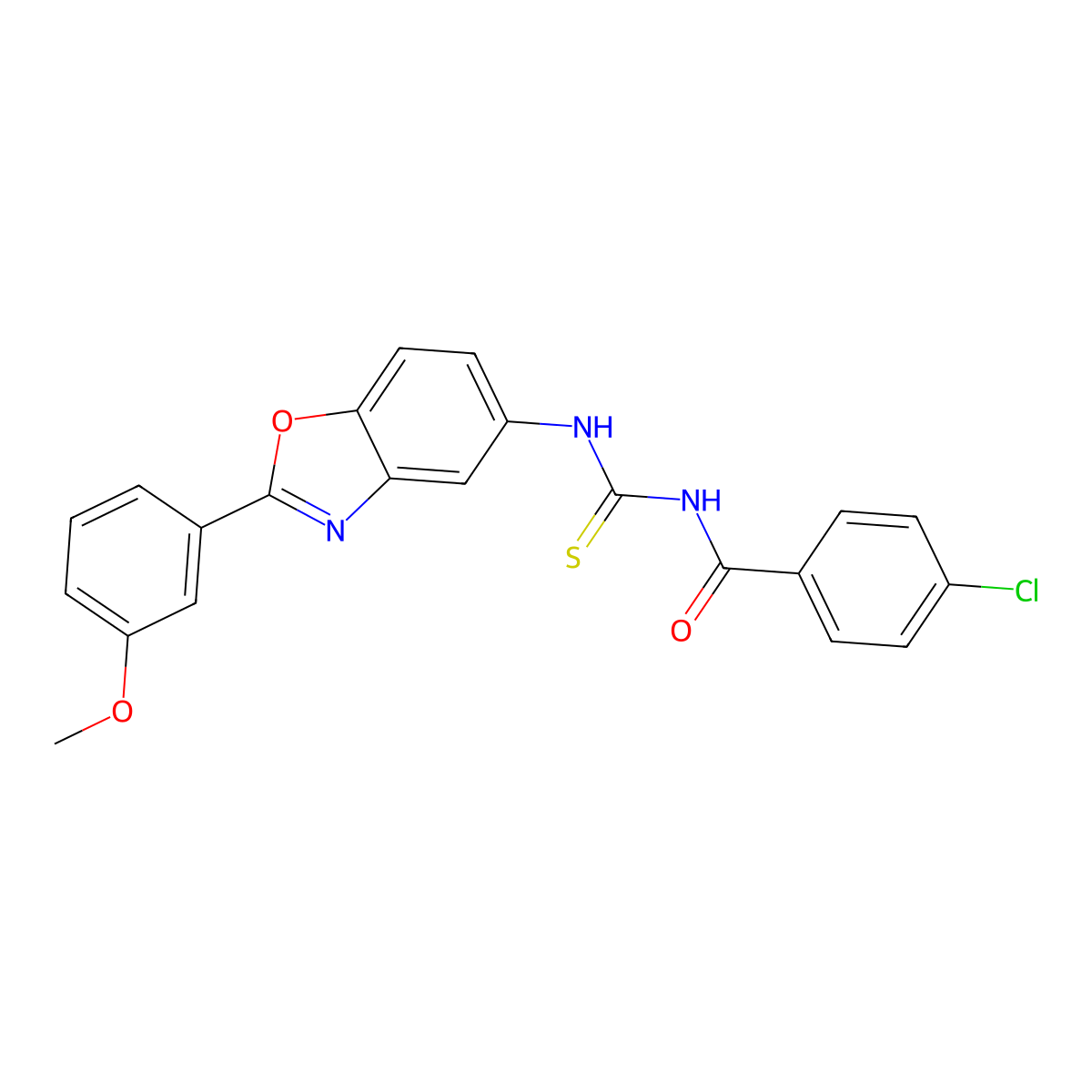 4-chloro-N-[[2-(3-methoxyphenyl)-1,3-benzoxazol-5-yl]carbamothioyl]benzamide molecular structure, CAS 347330-13-6