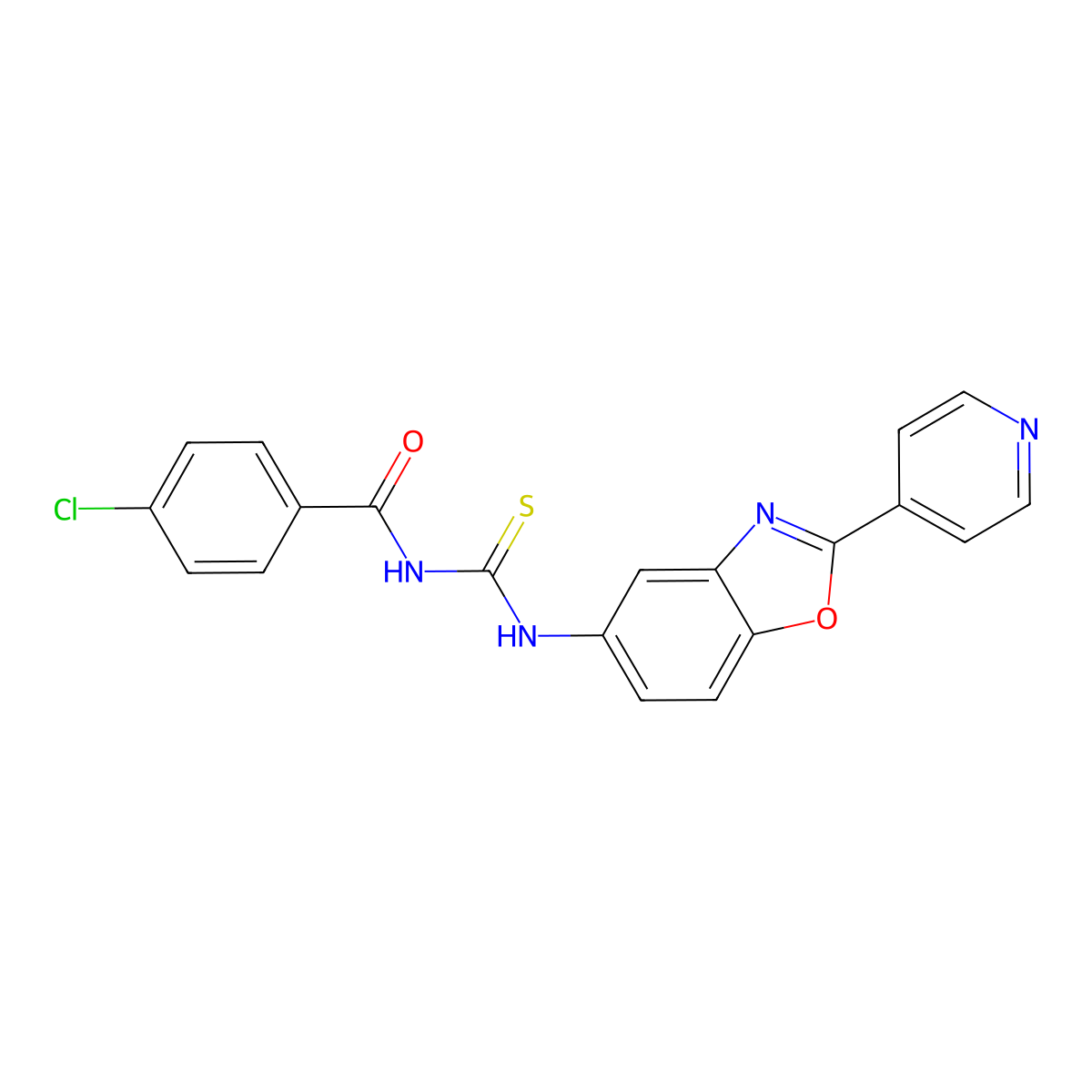4-chloro-N-[(2-pyridin-4-yl-1,3-benzoxazol-5-yl)carbamothioyl]benzamide molecular structure, CAS 347330-19-2