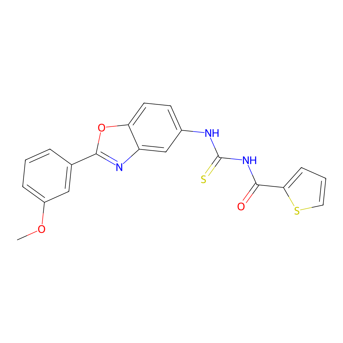 N-[[2-(3-methoxyphenyl)-1,3-benzoxazol-5-yl]carbamothioyl]thiophene-2-carboxamide molecular structure, CAS 347330-24-9