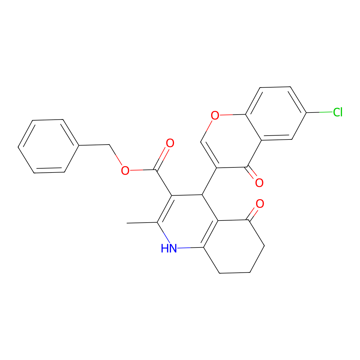 benzyl 4-(6-chloro-4-oxo-4H-chromen-3-yl)-2-methyl-5-oxo-1,4,5,6,7,8-hexahydroquinoline-3-carboxylate molecular structure, CAS 347330-42-1