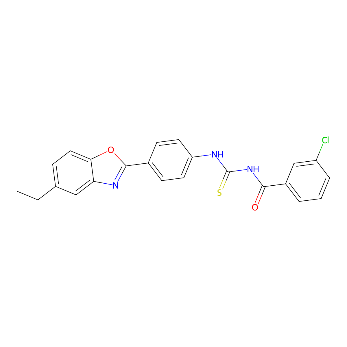 3-chloro-N-[[4-(5-ethyl-1,3-benzoxazol-2-yl)phenyl]carbamothioyl]benzamide molecular structure, CAS 347330-56-7