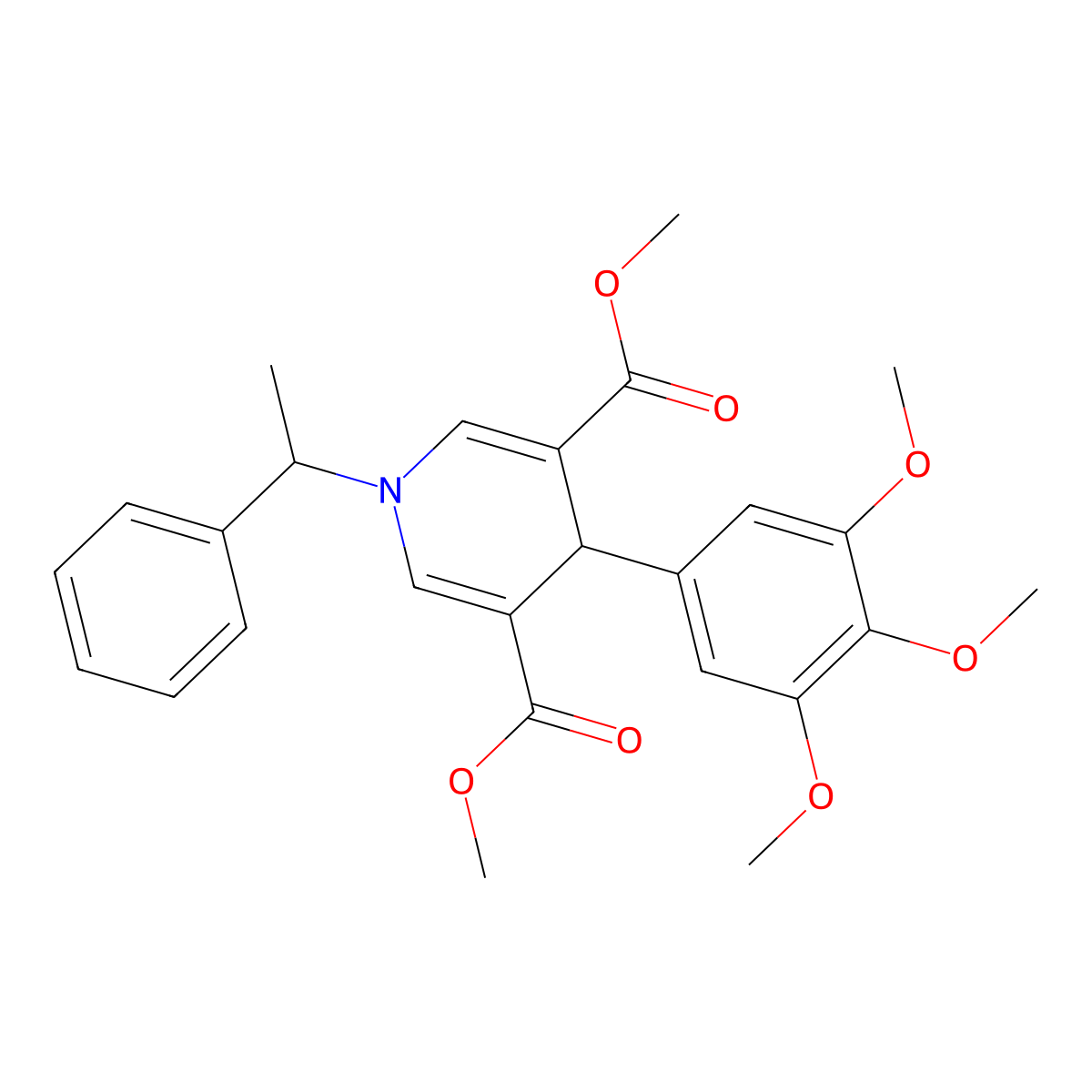 Dimethyl 1-(1-phenylethyl)-4-(3,4,5-trimethoxyphenyl)-1,4-dihydropyridine-3,5-dicarboxylate molecular structure, CAS 347330-67-0