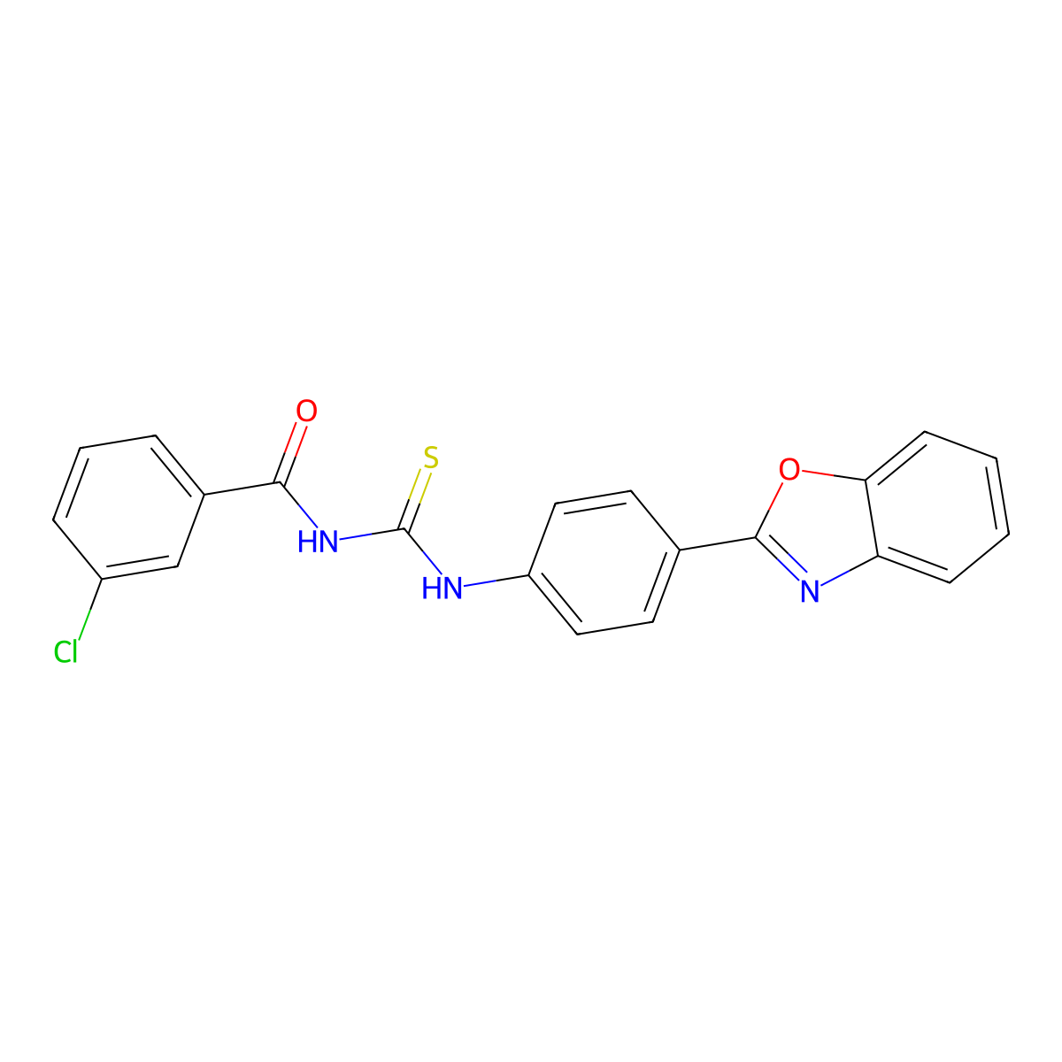 N-[[4-(1,3-benzoxazol-2-yl)phenyl]carbamothioyl]-3-chlorobenzamide molecular structure, CAS 347330-68-1
