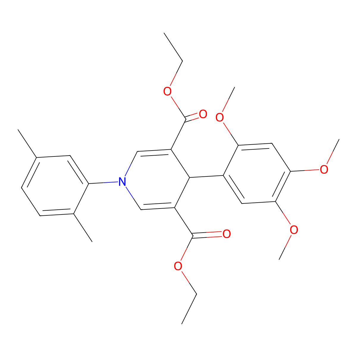 Diethyl 1-(2,5-dimethylphenyl)-4-(2,4,5-trimethoxyphenyl)-1,4-dihydropyridine-3,5-dicarboxylate molecular structure, CAS 347330-72-7