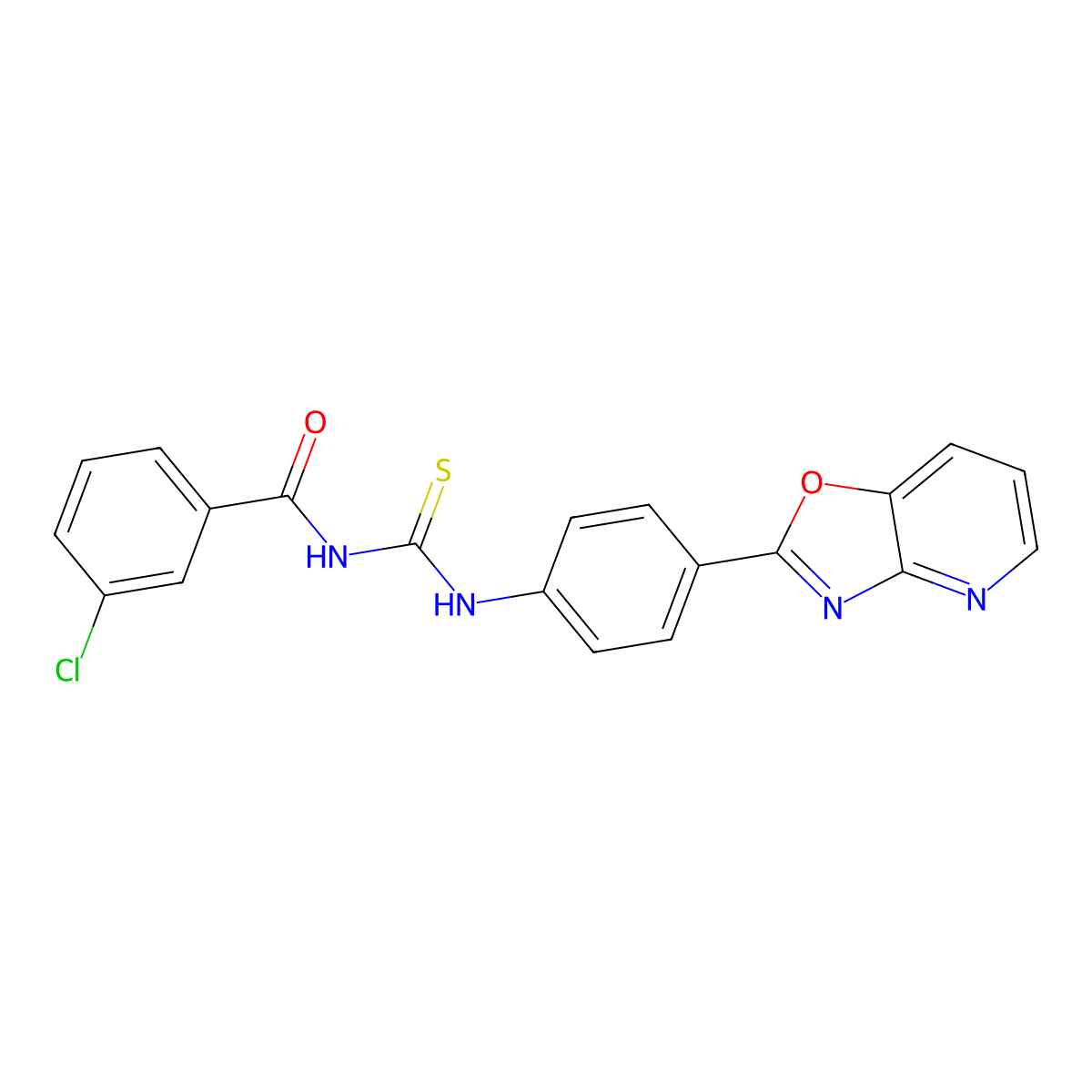 3-chloro-N-[[4-([1,3]oxazolo[4,5-b]pyridin-2-yl)phenyl]carbamothioyl]benzamide molecular structure, CAS 347330-73-8