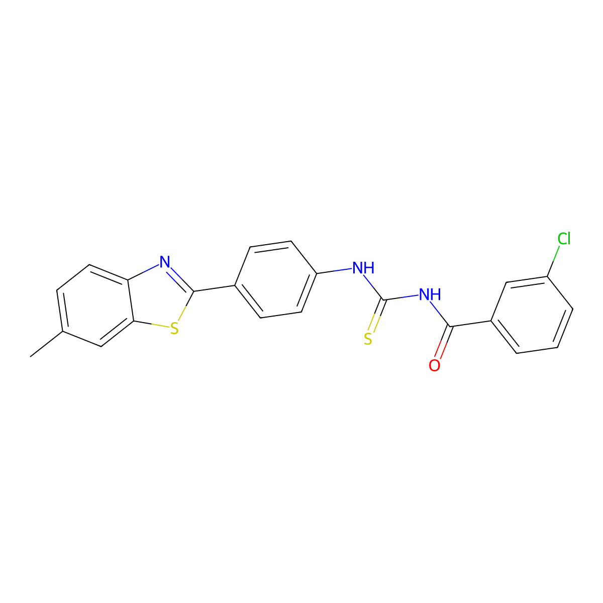 3-chloro-N-[[4-(6-methyl-1,3-benzothiazol-2-yl)phenyl]carbamothioyl]benzamide molecular structure, CAS 347330-79-4
