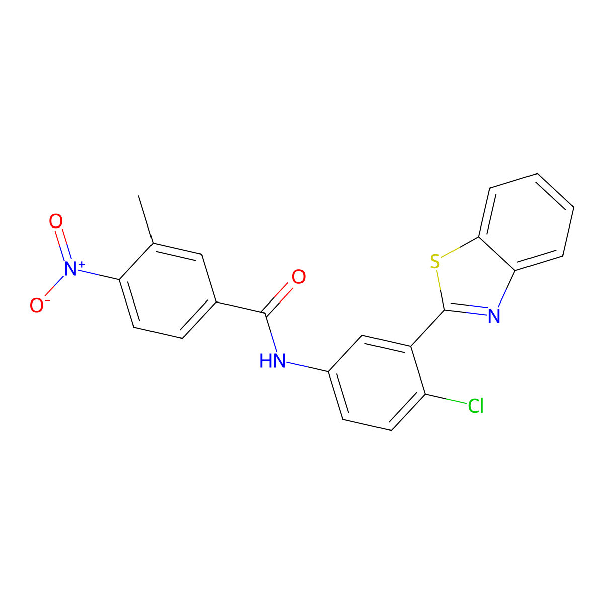 N-[3-(1,3-benzothiazol-2-yl)-4-chlorophenyl]-3-methyl-4-nitrobenzamide molecular structure, CAS 347331-34-4
