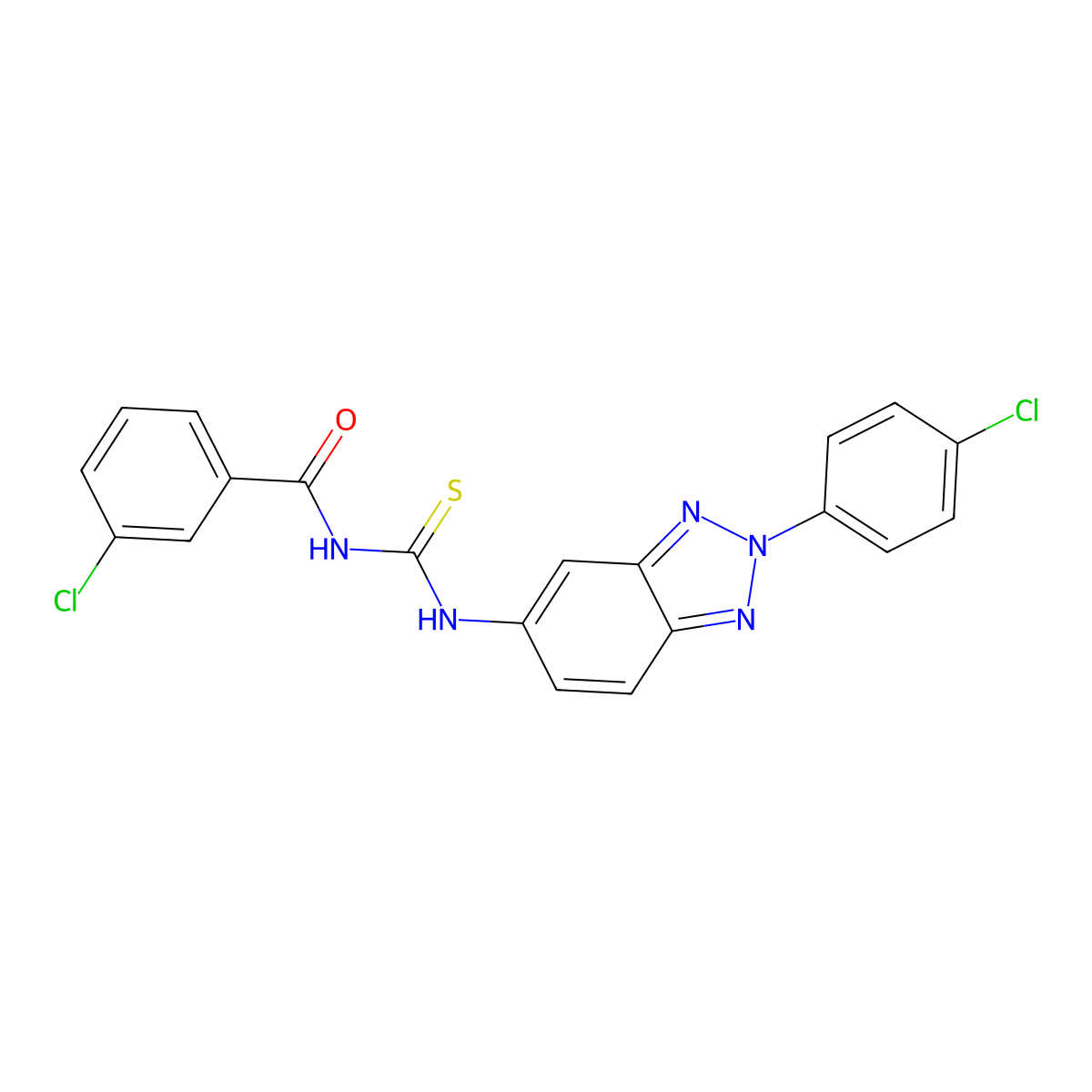 3-chloro-N-{[2-(4-chlorophenyl)-2H-benzotriazol-5-yl]carbamothioyl}benzamide molecular structure, CAS 347331-79-7