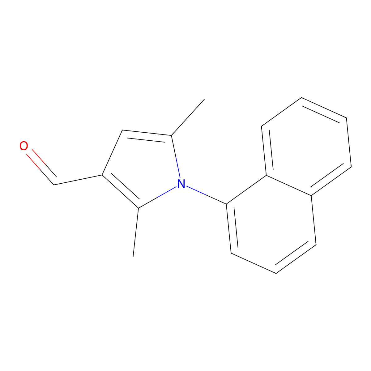 2,5-dimethyl-1-(naphthalen-1-yl)-1H-pyrrole-3-carbaldehyde molecular structure, CAS 347332-11-0