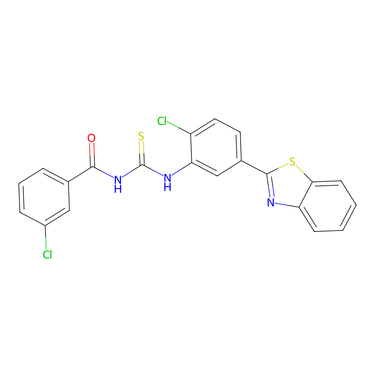 N-[[5-(1,3-benzothiazol-2-yl)-2-chlorophenyl]carbamothioyl]-3-chlorobenzamide molecular structure, CAS 347332-32-5