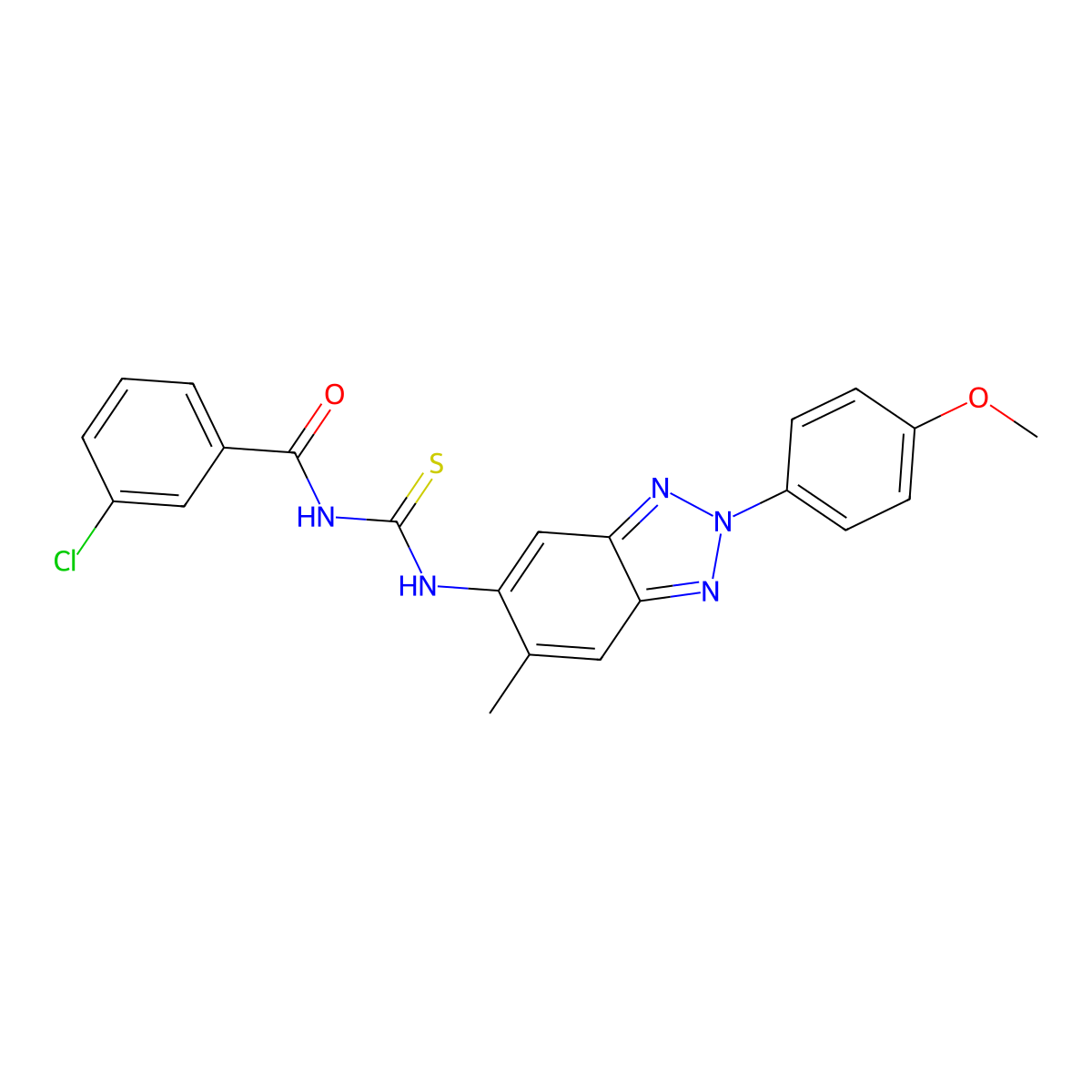 3-chloro-N-[[2-(4-methoxyphenyl)-6-methylbenzotriazol-5-yl]carbamothioyl]benzamide molecular structure, CAS 347332-37-0