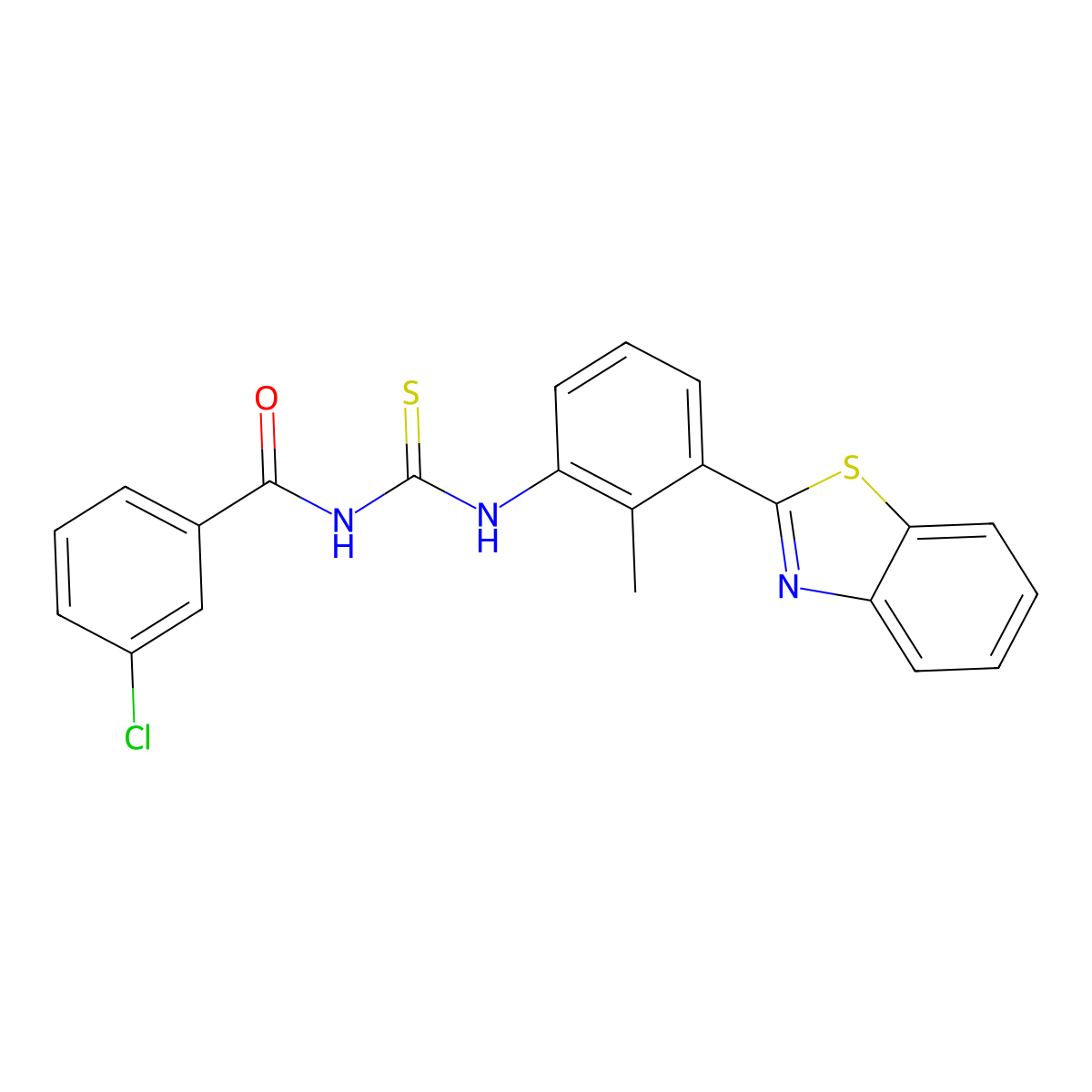 N-[[3-(1,3-benzothiazol-2-yl)-2-methylphenyl]carbamothioyl]-3-chlorobenzamide molecular structure, CAS 347332-42-7