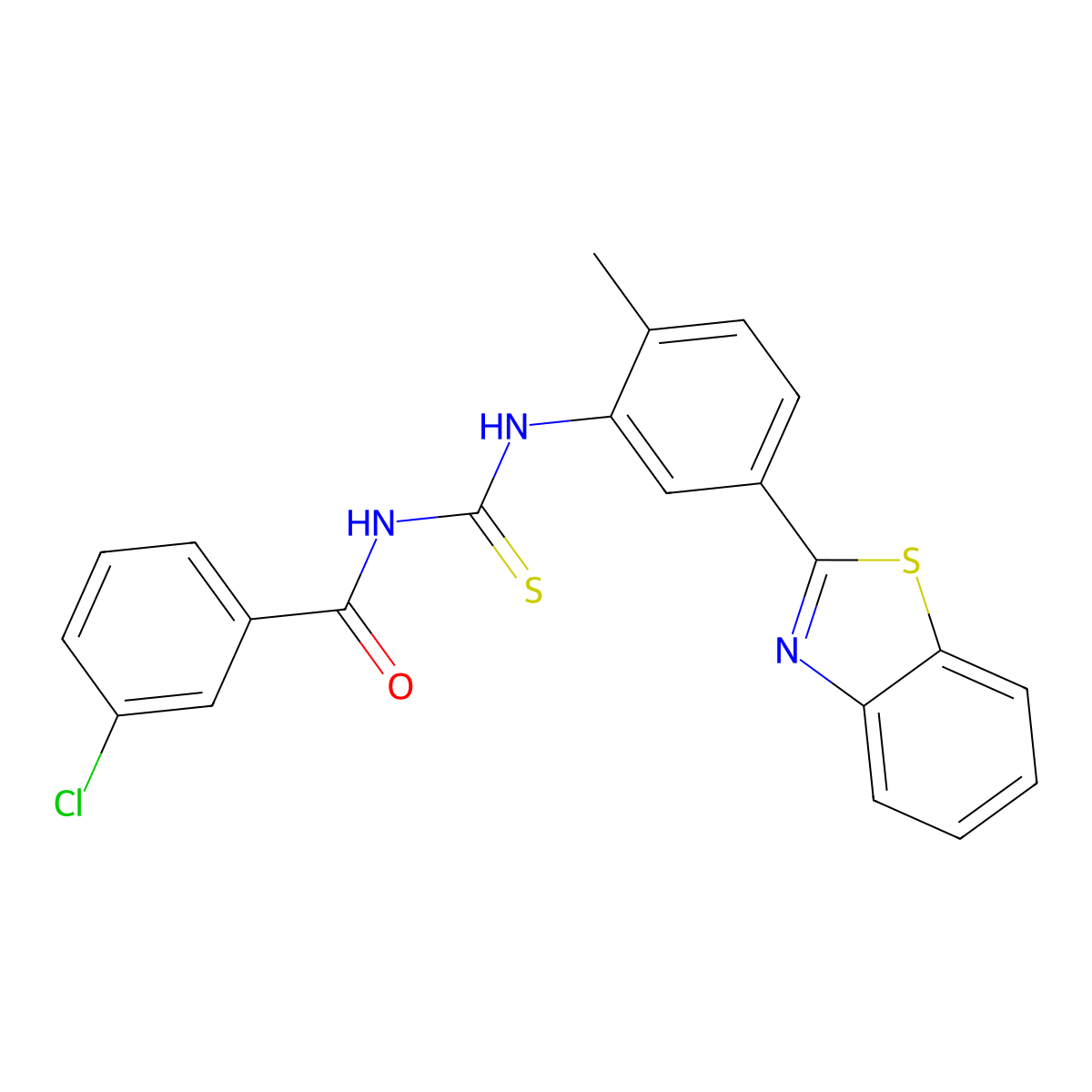 N-[[5-(1,3-benzothiazol-2-yl)-2-methylphenyl]carbamothioyl]-3-chlorobenzamide molecular structure, CAS 347332-47-2