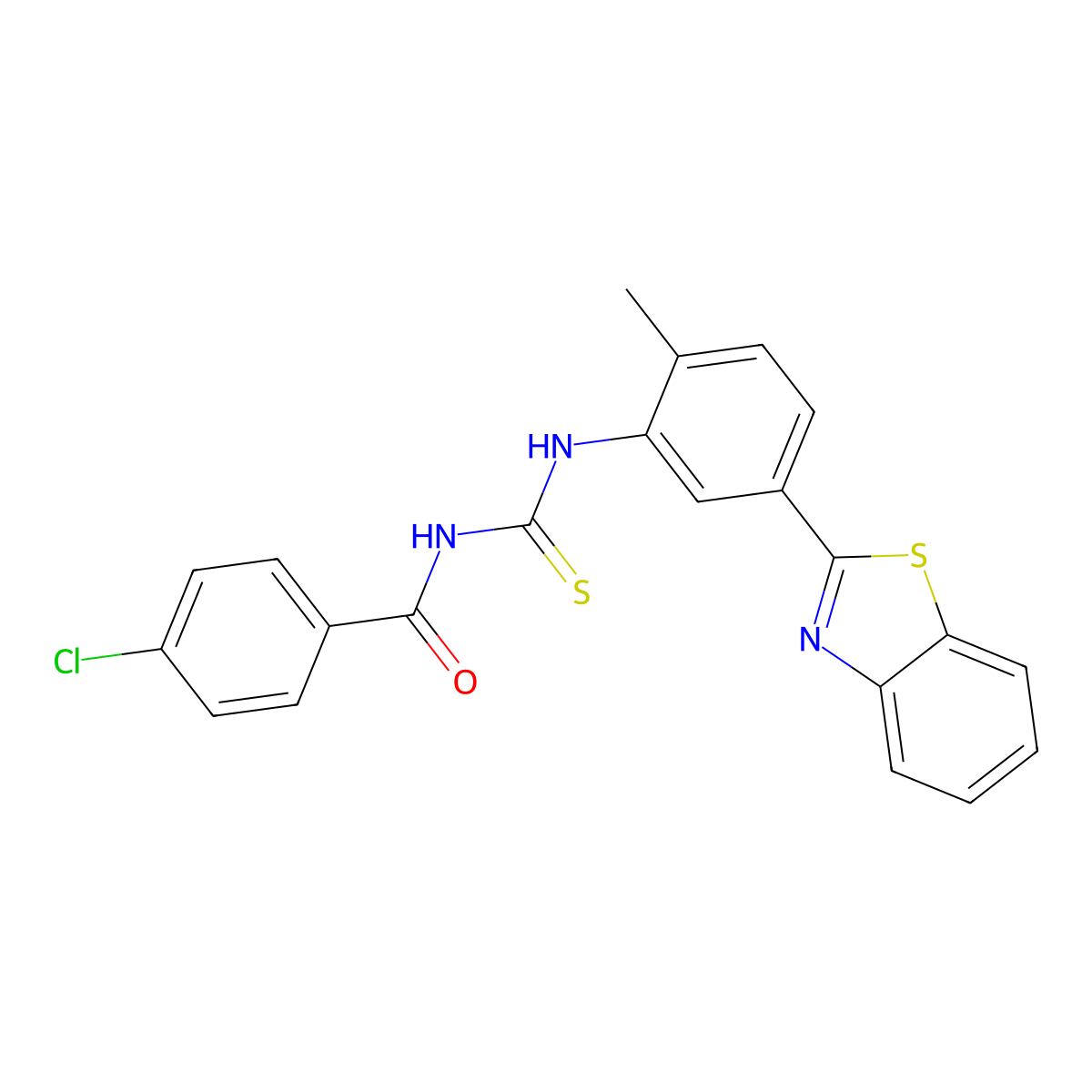 N-[[5-(1,3-benzothiazol-2-yl)-2-methylphenyl]carbamothioyl]-4-chlorobenzamide molecular structure, CAS 347332-87-0