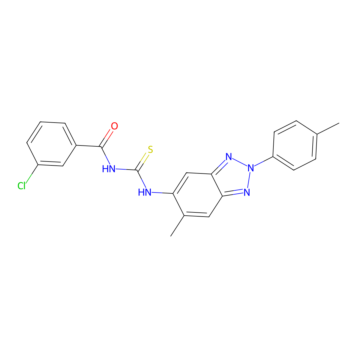 3-chloro-N-[[6-methyl-2-(4-methylphenyl)benzotriazol-5-yl]carbamothioyl]benzamide molecular structure, CAS 347332-93-8