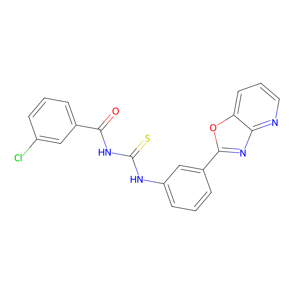 3-chloro-N-{[3-([1,3]oxazolo[4,5-b]pyridin-2-yl)phenyl]carbamothioyl}benzamide molecular structure, CAS 347332-97-2