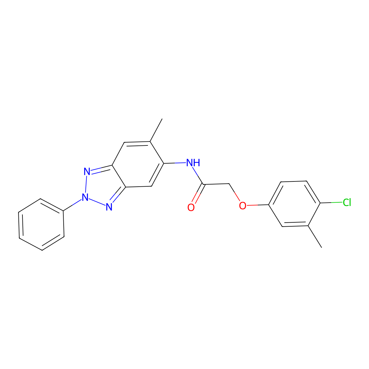 2-(4-chloro-3-methylphenoxy)-N-(6-methyl-2-phenylbenzotriazol-5-yl)acetamide molecular structure, CAS 347333-50-0
