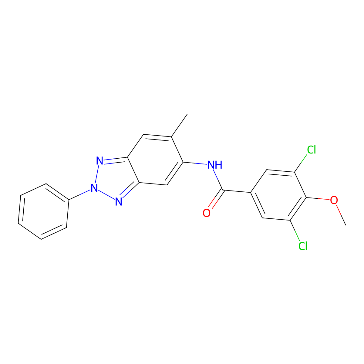 3,5-dichloro-4-methoxy-N-(6-methyl-2-phenylbenzotriazol-5-yl)benzamide molecular structure, CAS 347333-56-6