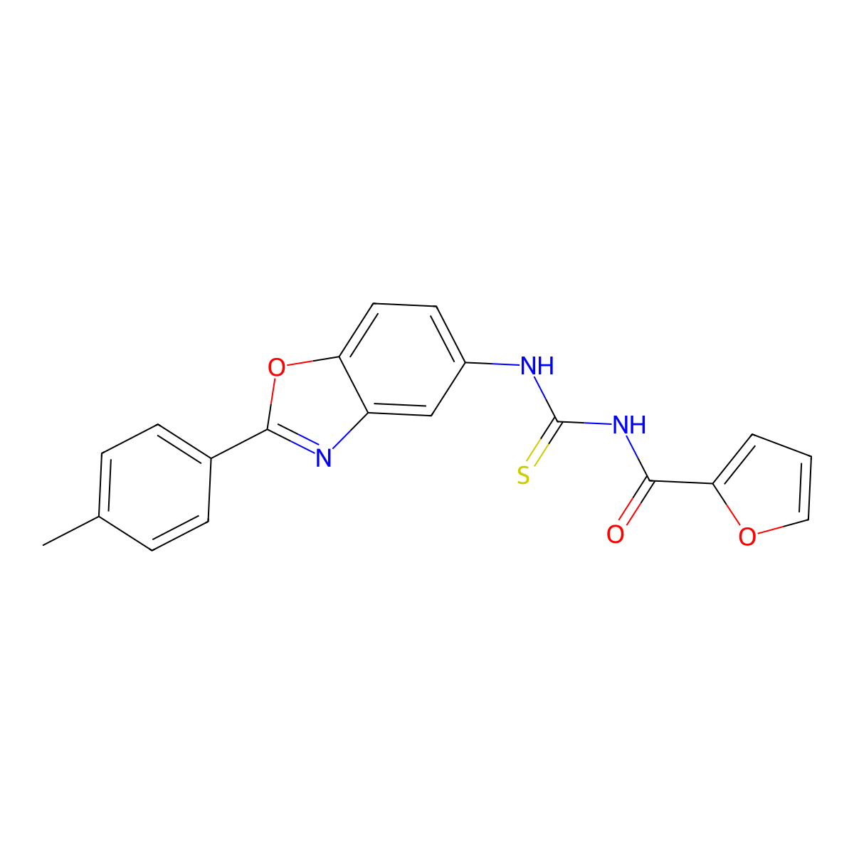 N-[[2-(4-methylphenyl)-1,3-benzoxazol-5-yl]carbamothioyl]furan-2-carboxamide molecular structure, CAS 347334-09-2